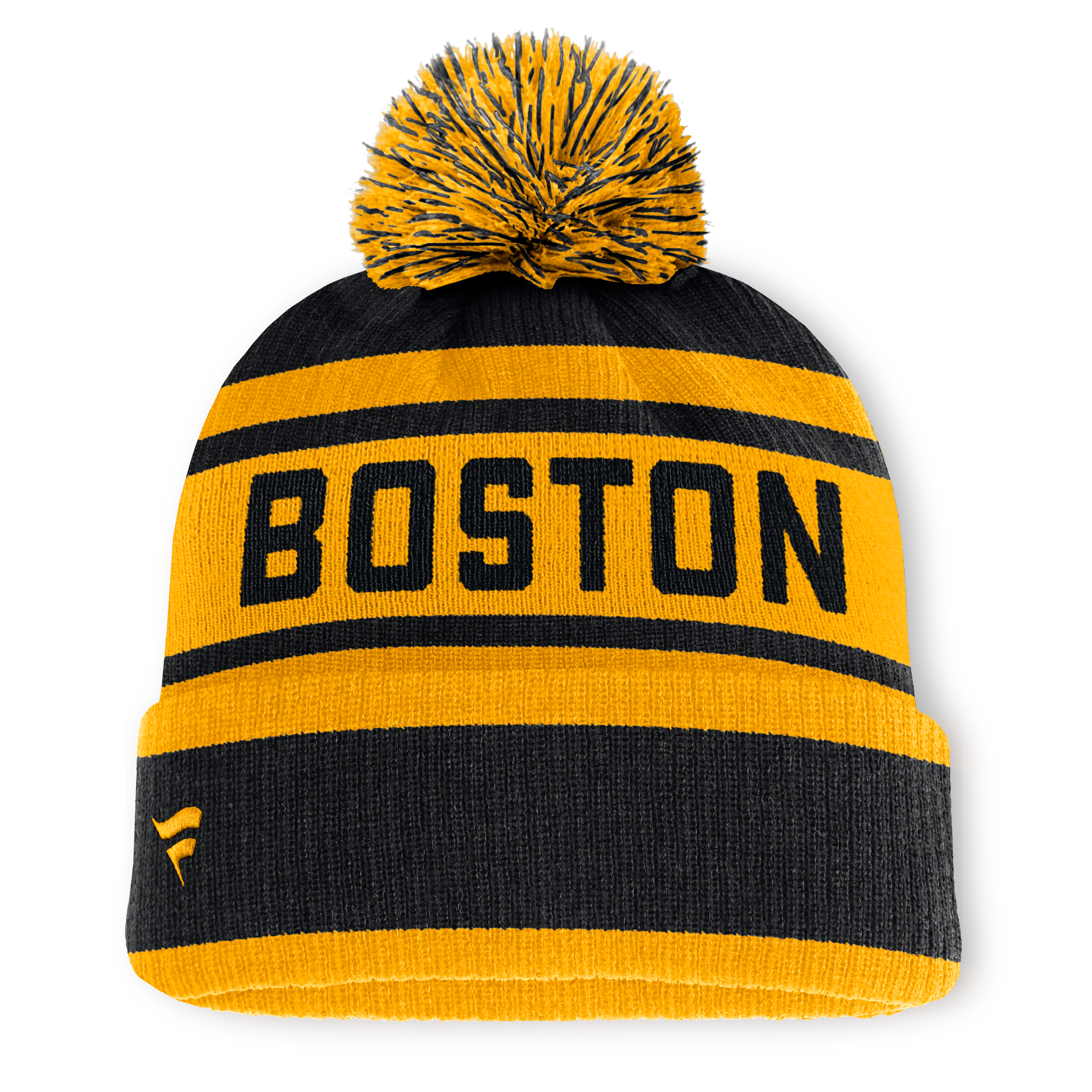 Bonnet à revers pour homme Fanatics noir et or Boston Bruins Fundamental avec pompon