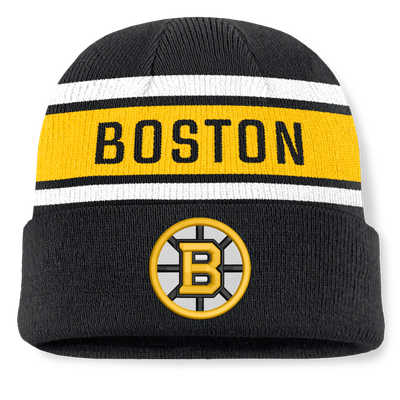 Boston Bruins Fanatics Heritage Cuffed Knit Hat - Black/Gold