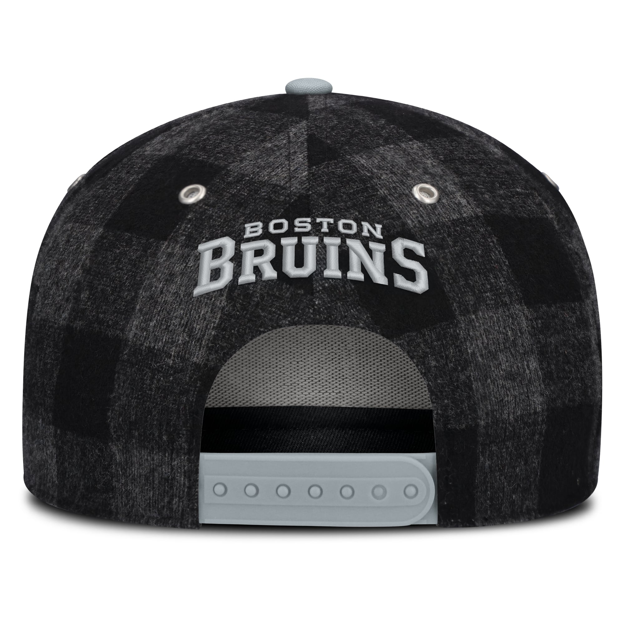 Men's Fanatics Black/Gray Boston Bruins Huntsman Plaid A-Frame Adjustable Hat
