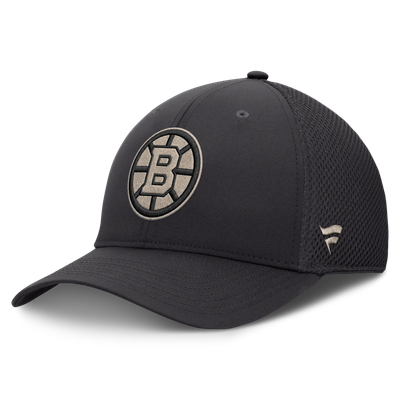 Boston Bruins Fanatics Authentic Pro Road Meshback Stretch Hat - Charcoal