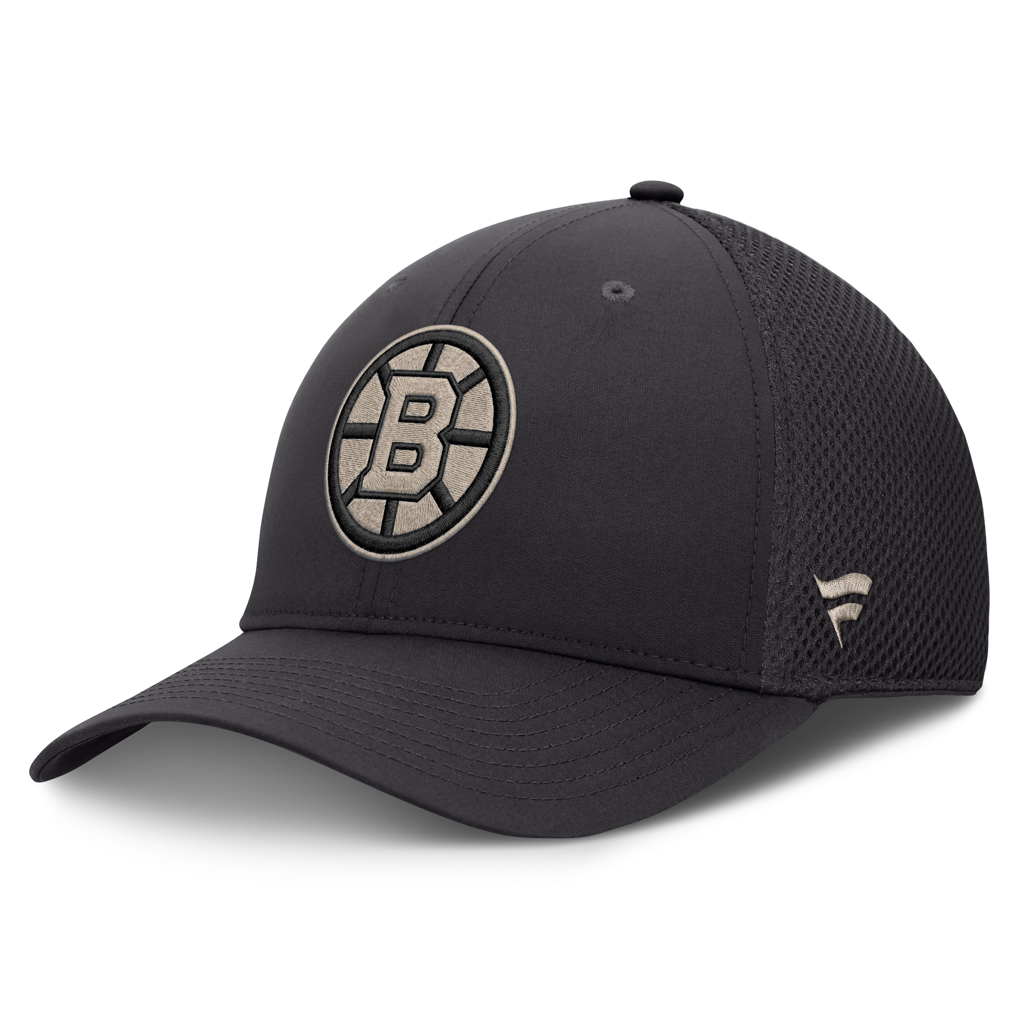Casquette Fanatics pour homme, couleur anthracite, Boston Bruins, dos en maille extensible