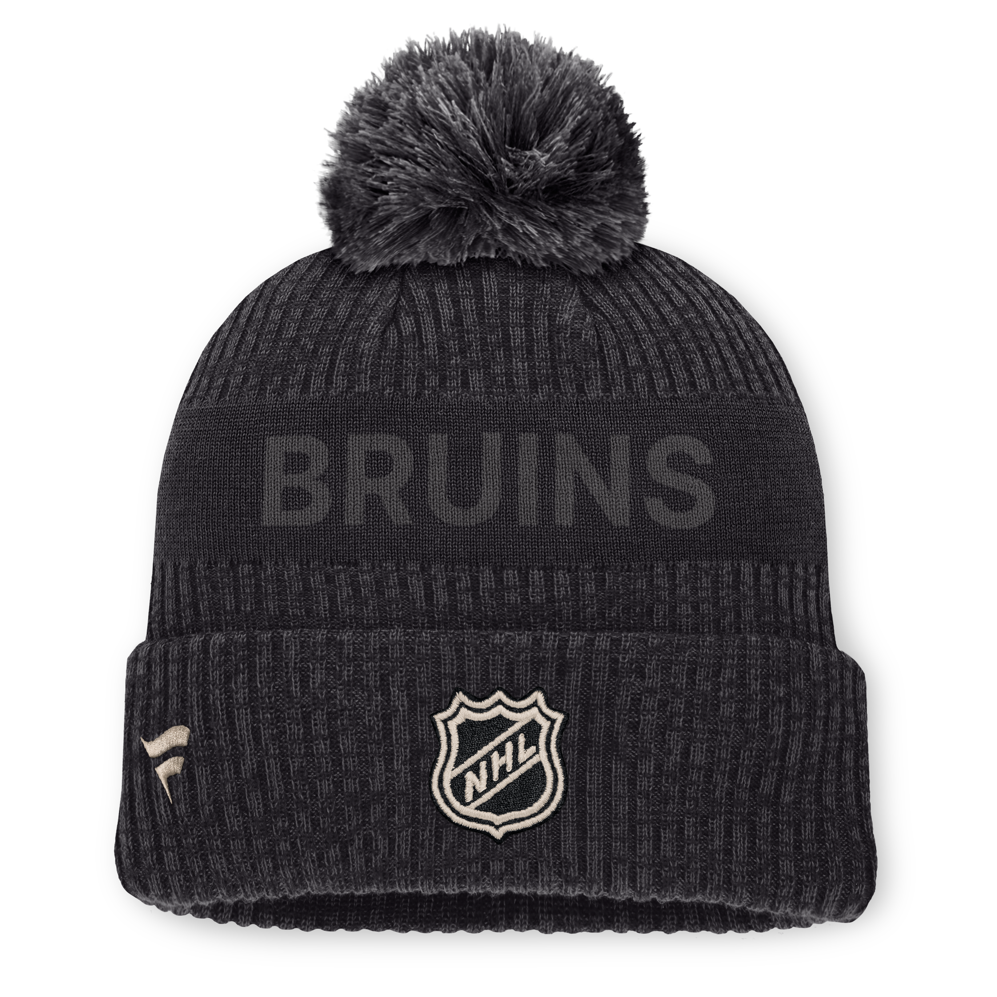 Men's Fanatics Charcoal Boston Bruins Road Phantom Cuffed Knit Hat with Pom