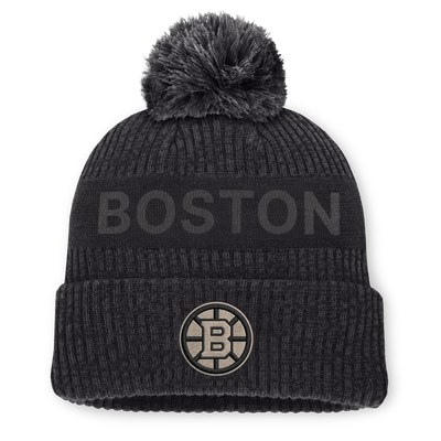 Boston Bruins Fanatics Road Phantom Cuffed Knit Hat with Pom - Charcoal