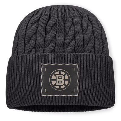 Boston Bruins Fanatics Road Phantom Oversized Cuffed Knit Hat - Charcoal