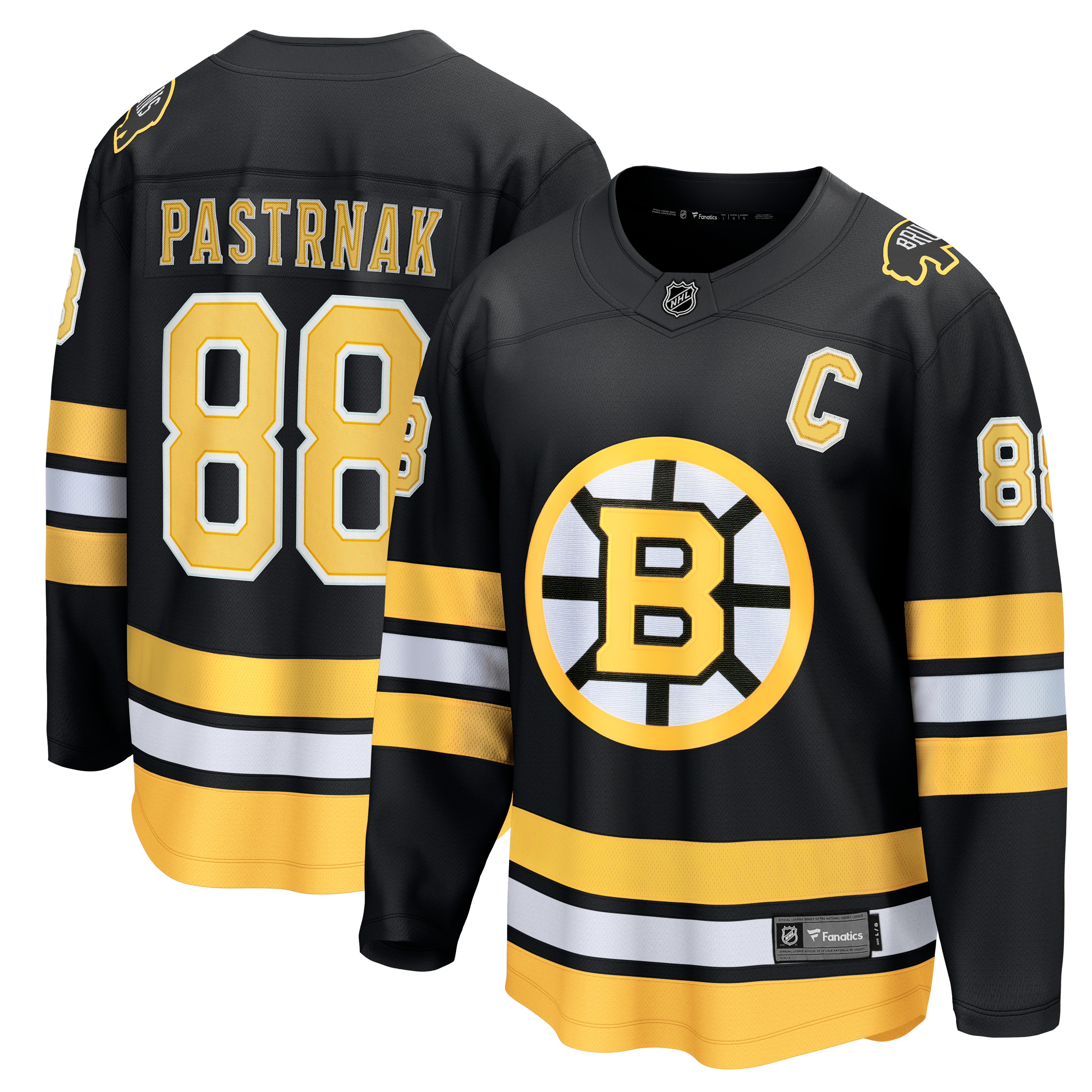 Men's Fanatics David Pastrnak Black Boston Bruins Home Captain Patch Breakaway Jersey