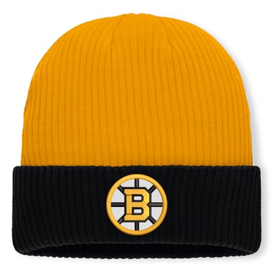Boston Bruins Fanatics Authentic Pro Rink Cuffed Knit Hat - Gold