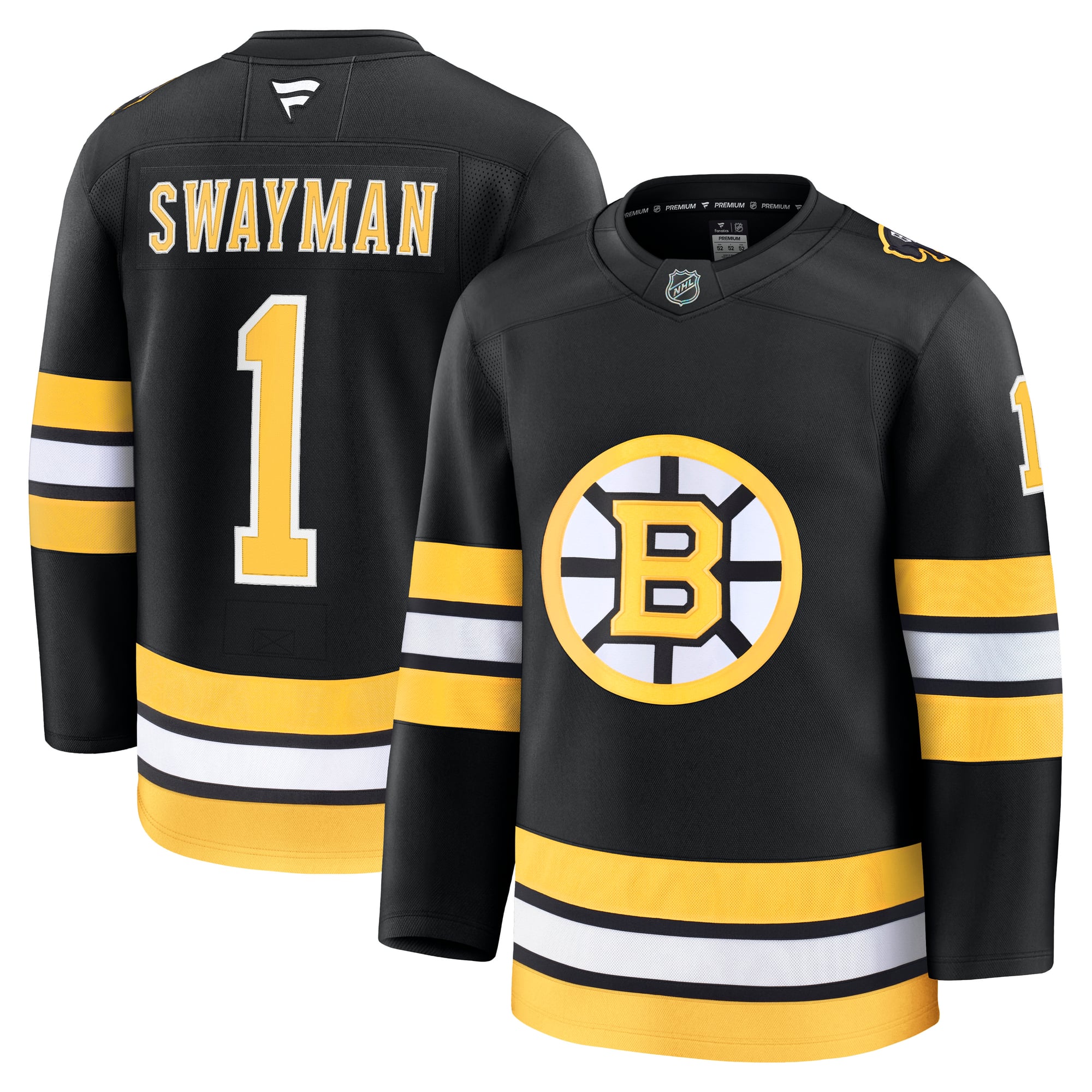 Maillot domicile premium noir Jeremy Swayman des Bruins de Boston pour homme (Fanatics)