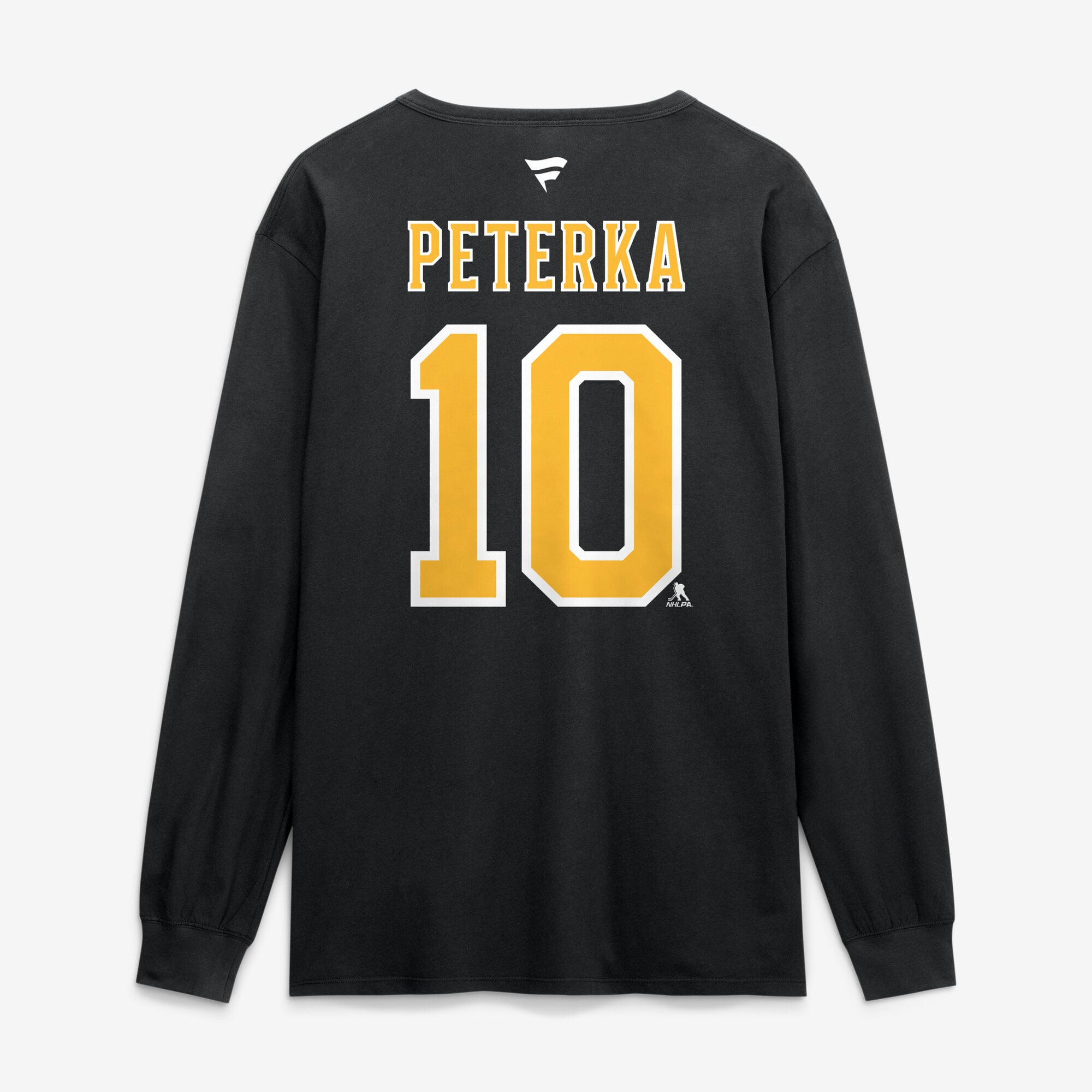 Men's Fanatics JJ Peterka Black Boston Bruins Authentic Stack Name & Number Long Sleeve T-Shirt