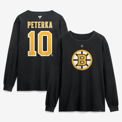 JJ Peterka Boston Bruins Fanatics Authentic Stack Name & Number Long Sleeve T-Shirt - Black