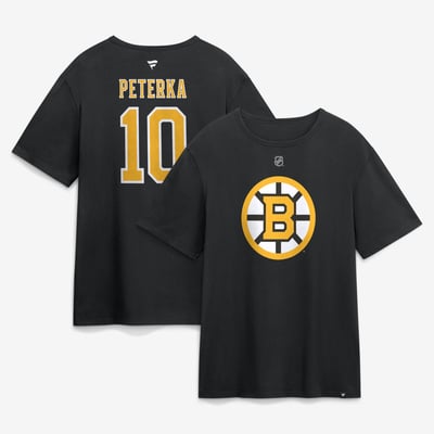 JJ Peterka Boston Bruins Fanatics Authentic Stack Name & Number T-Shirt - Black