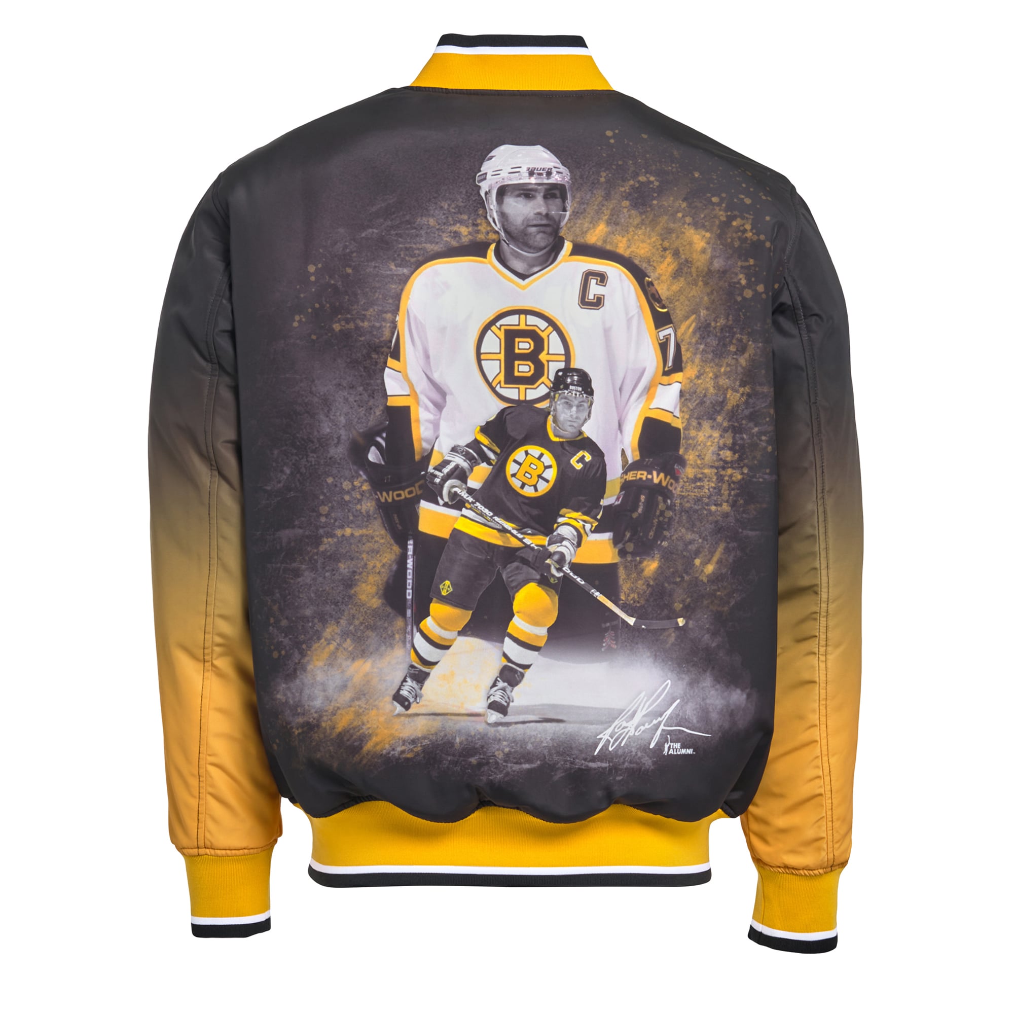 Veste bomber réversible zippée intégrale pour homme FE Ray Bourque noire des Bruins de Boston
