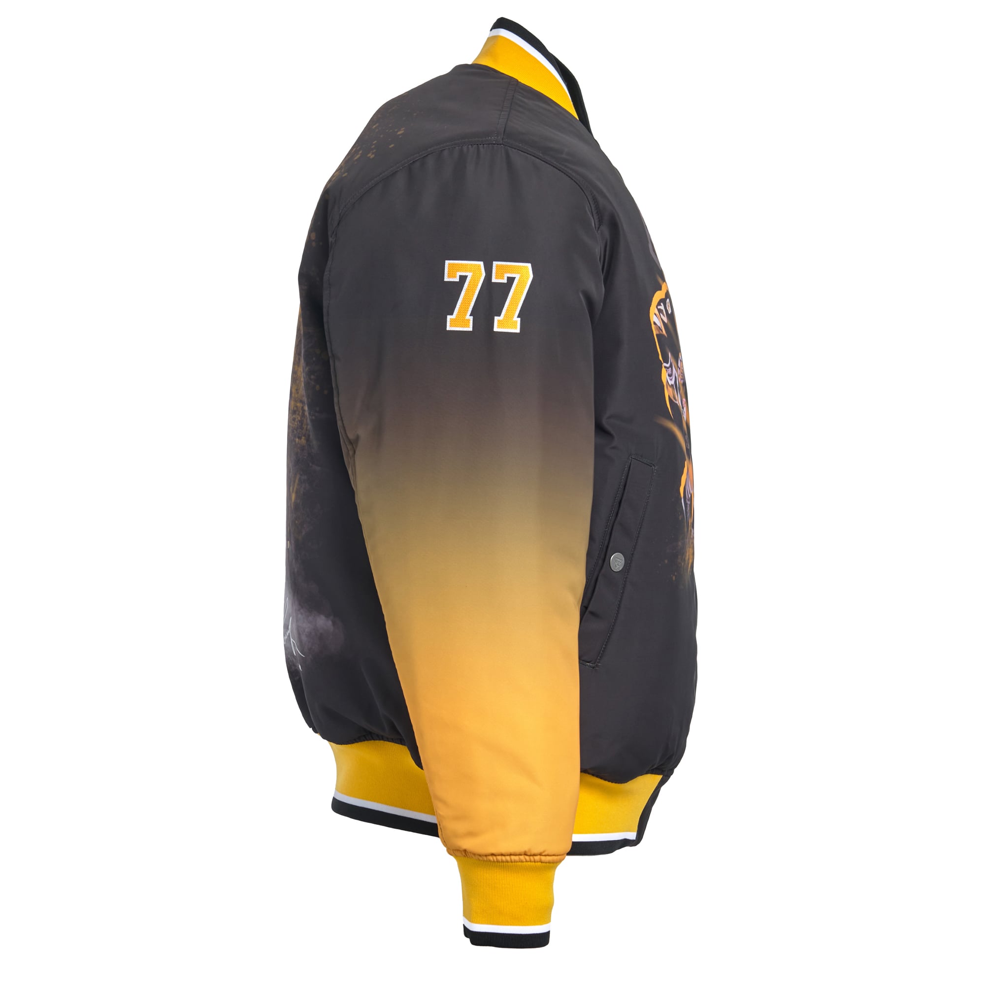 Veste bomber réversible zippée intégrale pour homme FE Ray Bourque noire des Bruins de Boston