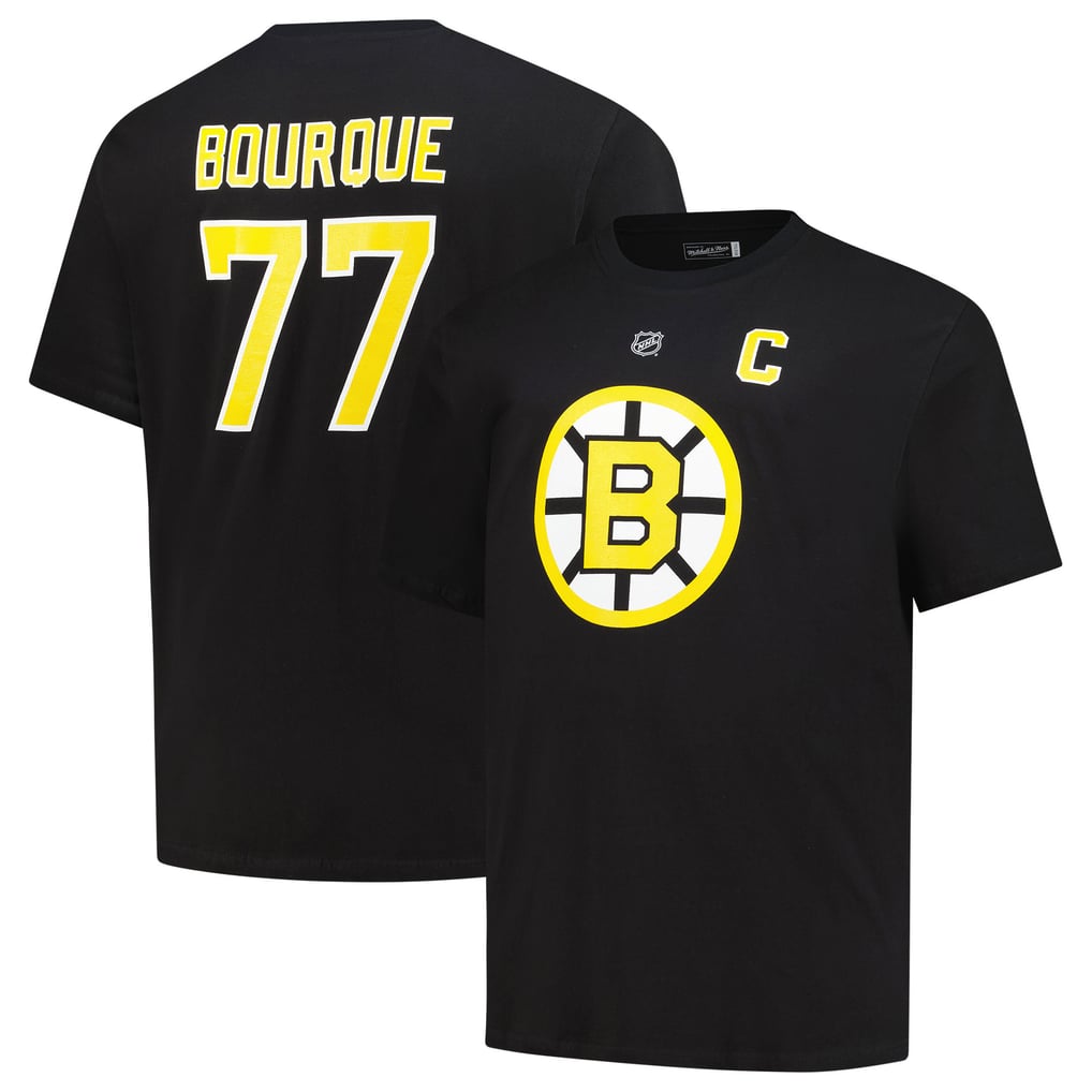 T-shirt noir pour homme Ray Bourque Mitchell & Ness des Bruins de Boston avec nom et numéro Big & Tall