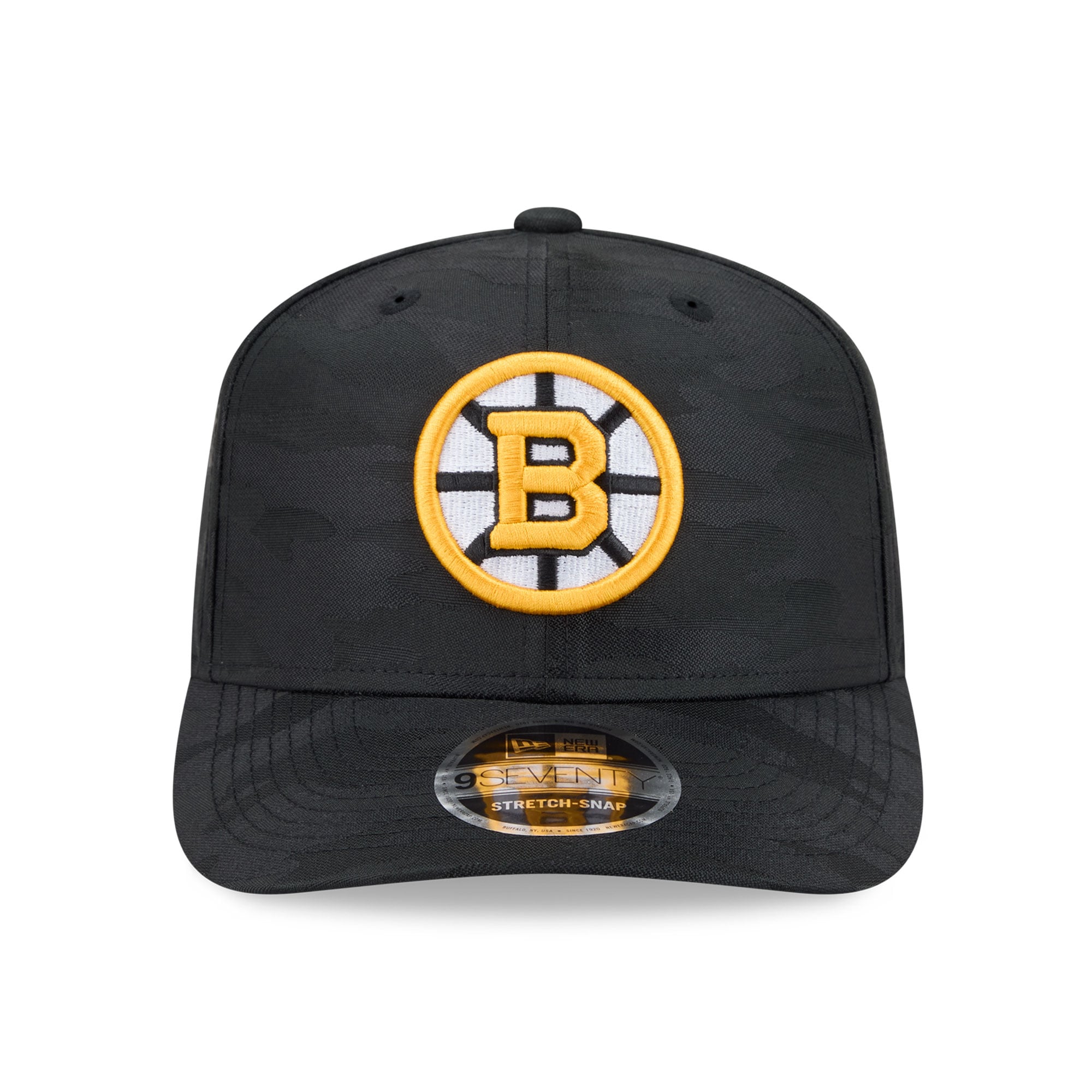 Casquette ajustable perforée New Era 9SEVENTY pour homme, motif camouflage Boston Bruins, noire