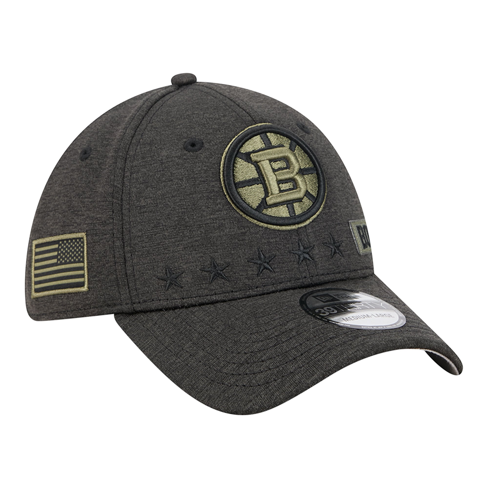 Men's New Era Black Boston Bruins Stealth Mode Flex 39Thirty Stretch Hat
