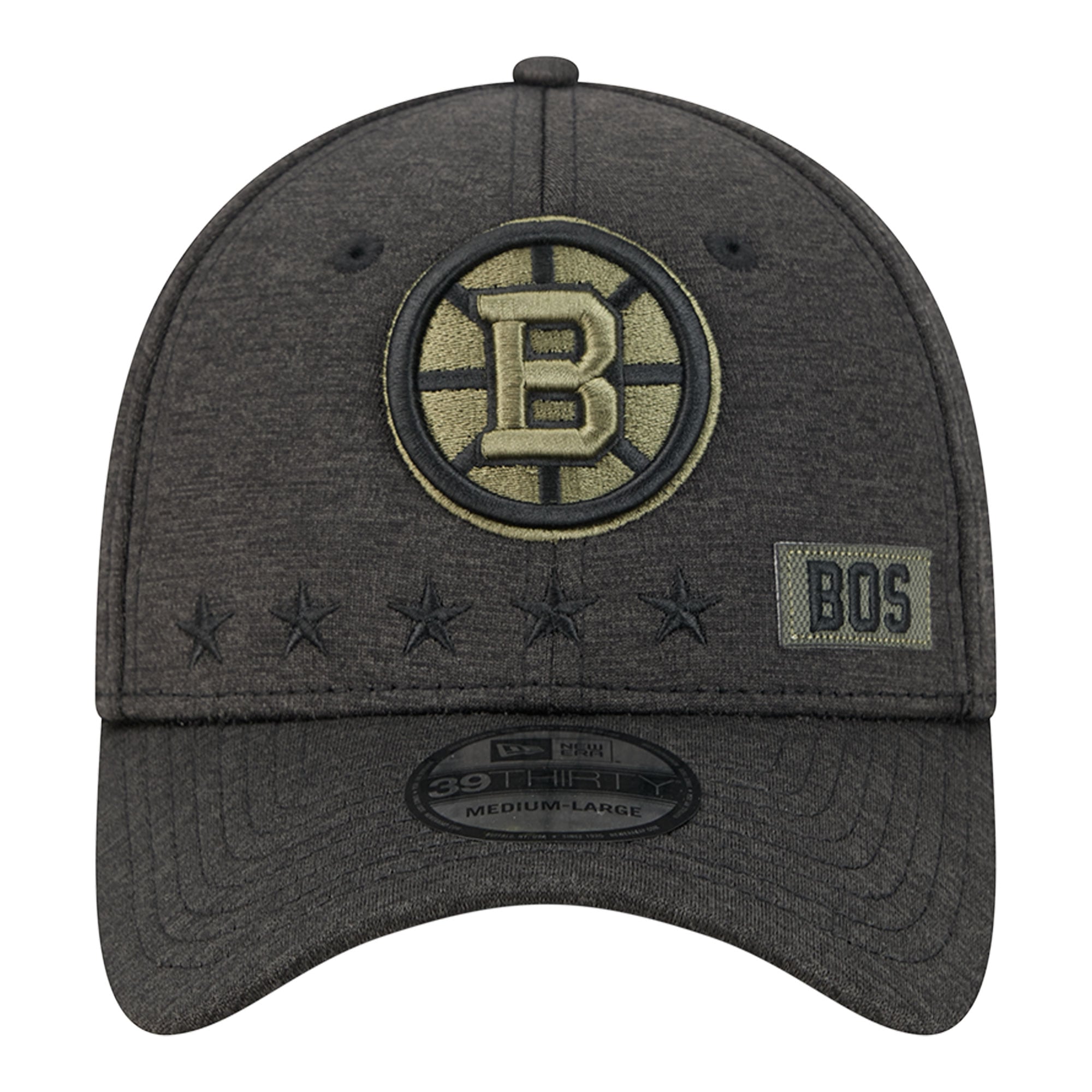 Men's New Era Black Boston Bruins Stealth Mode Flex 39Thirty Stretch Hat