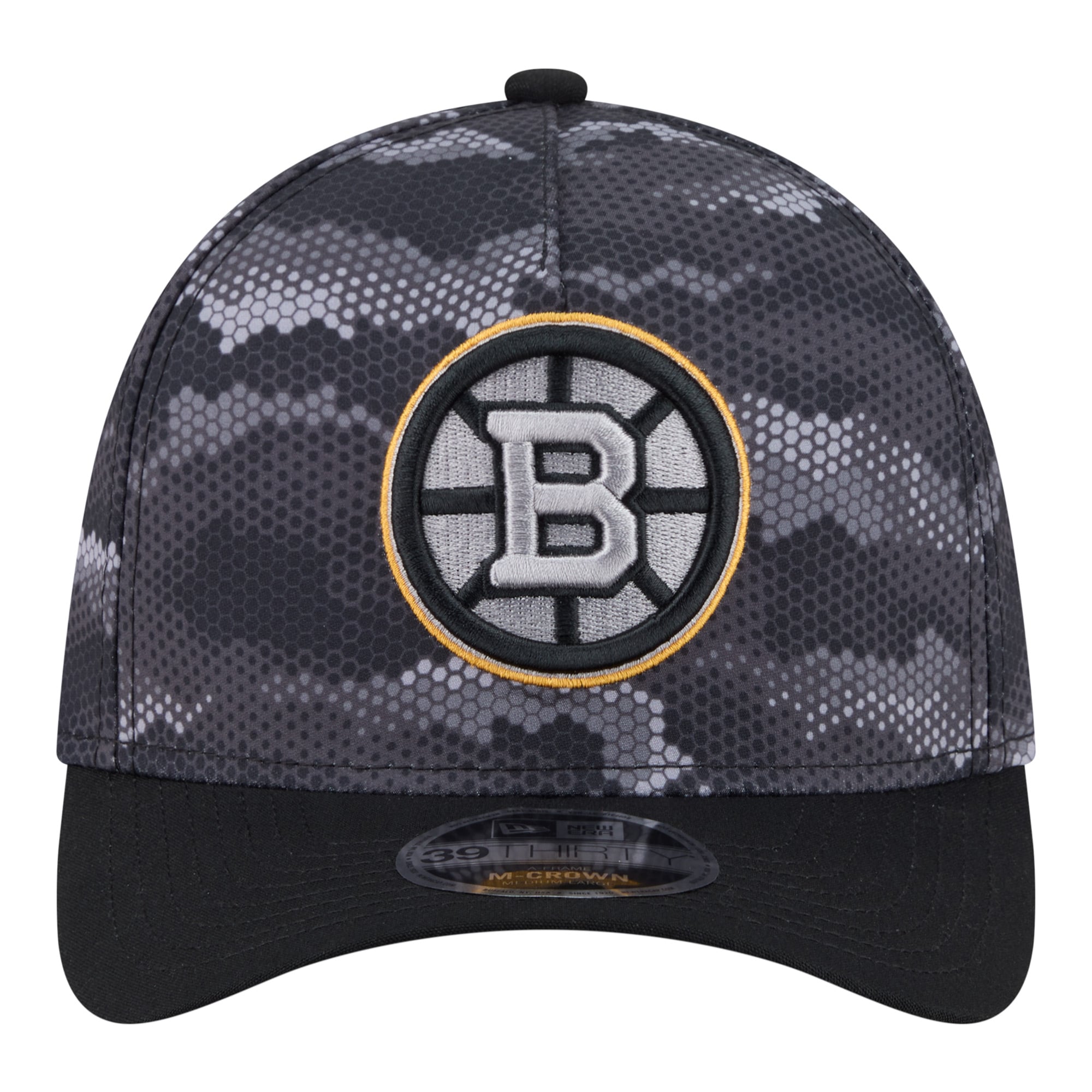 Men's New Era Black Boston Bruins Zero Dark 39THIRTY A-Frame M-Crown Flex Hat