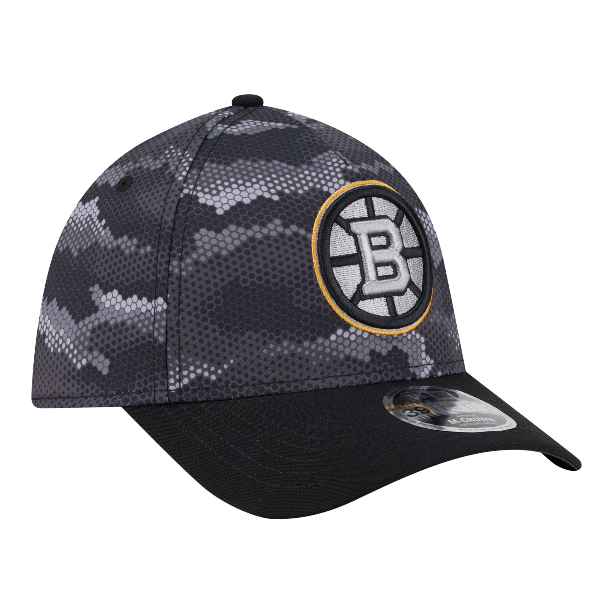 Men's New Era Black Boston Bruins Zero Dark 39THIRTY A-Frame M-Crown Flex Hat