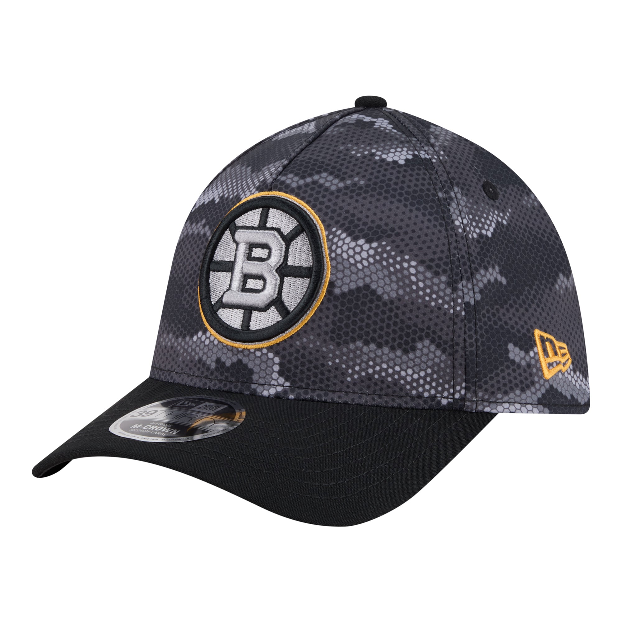 Men's New Era Black Boston Bruins Zero Dark 39THIRTY A-Frame M-Crown Flex Hat