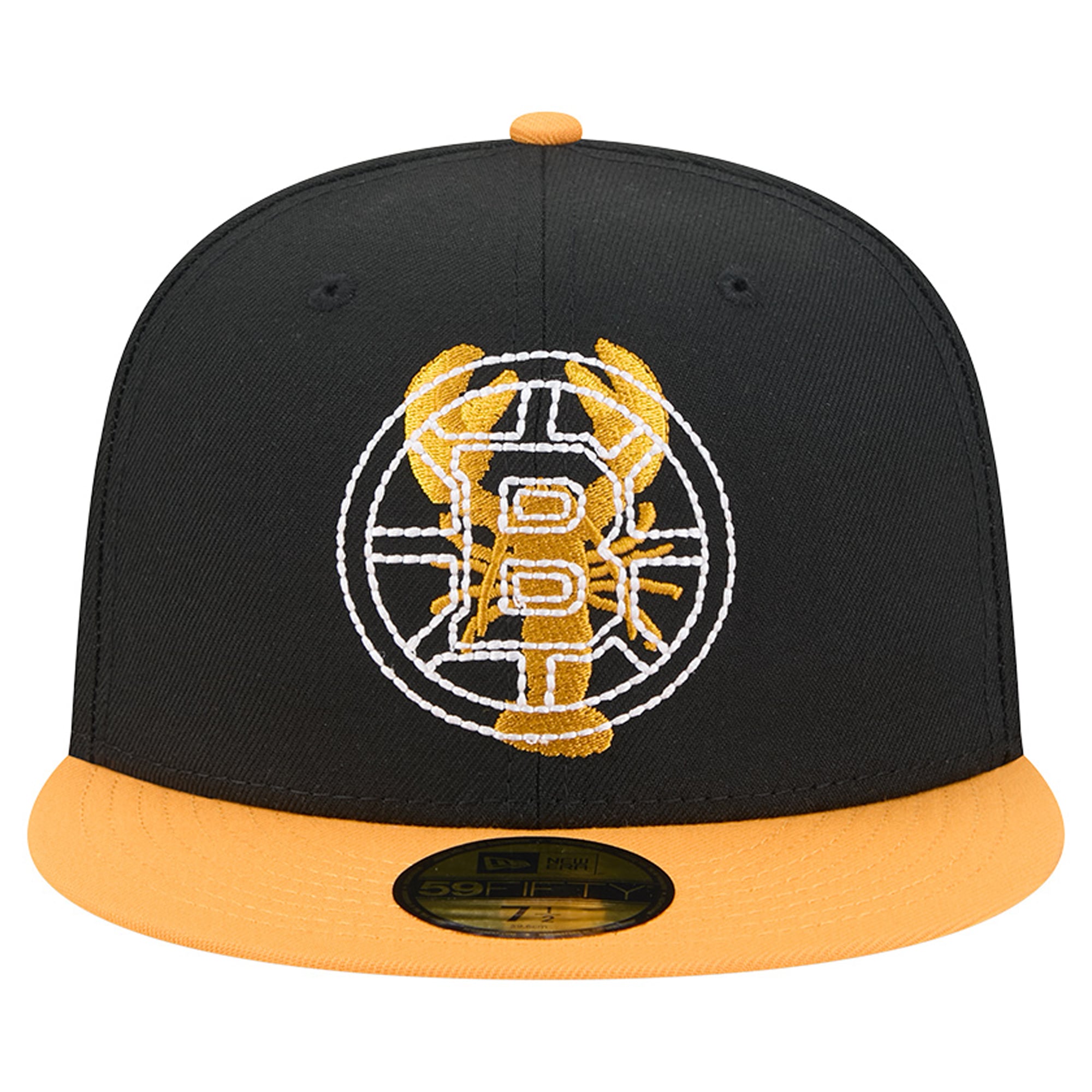 Casquette ajustée New Era 59FIFTY pour homme, noire et or, logo Boston Bruins City Icon, avec surpiqûres apparentes.