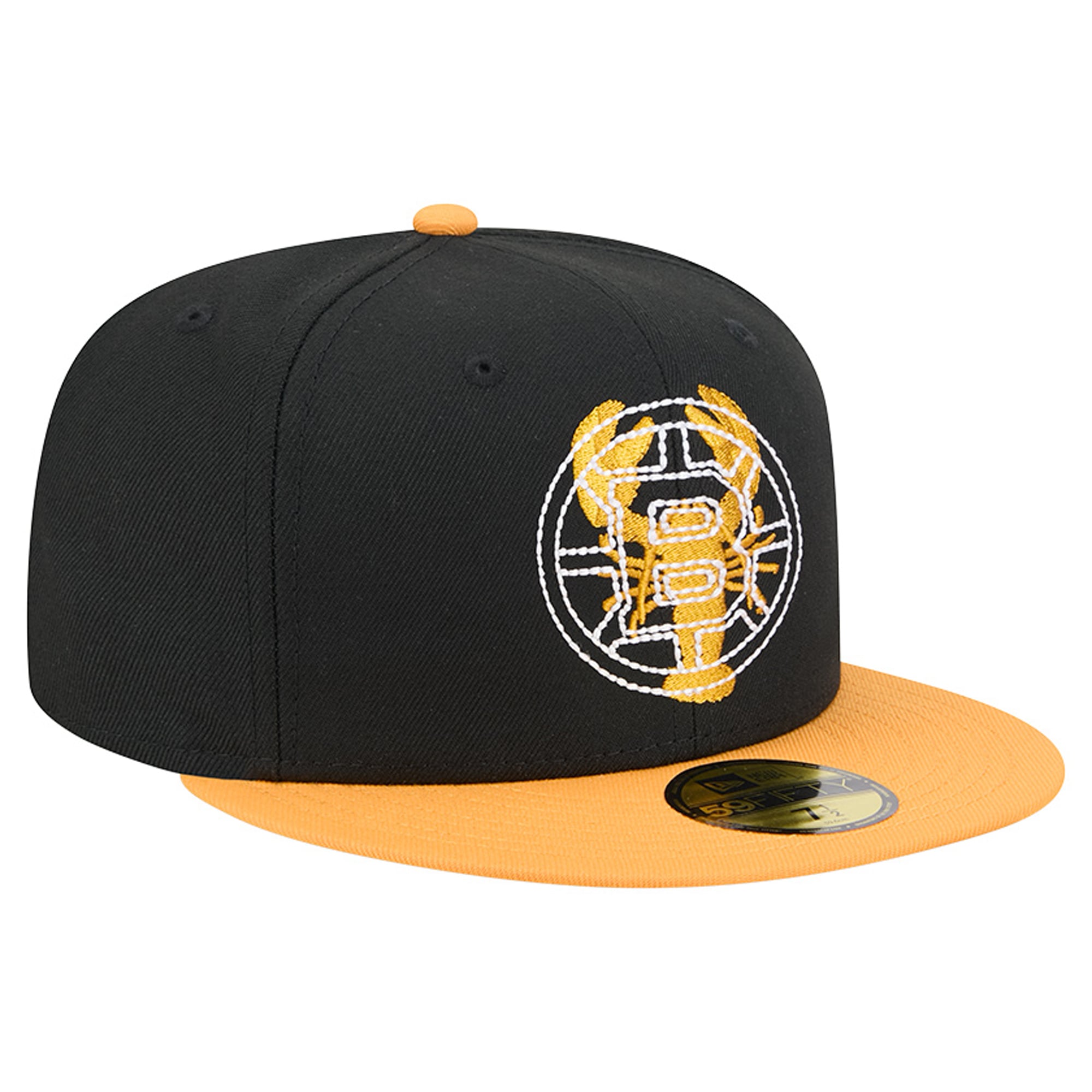 Casquette ajustée New Era 59FIFTY pour homme, noire et or, logo Boston Bruins City Icon, avec surpiqûres apparentes.