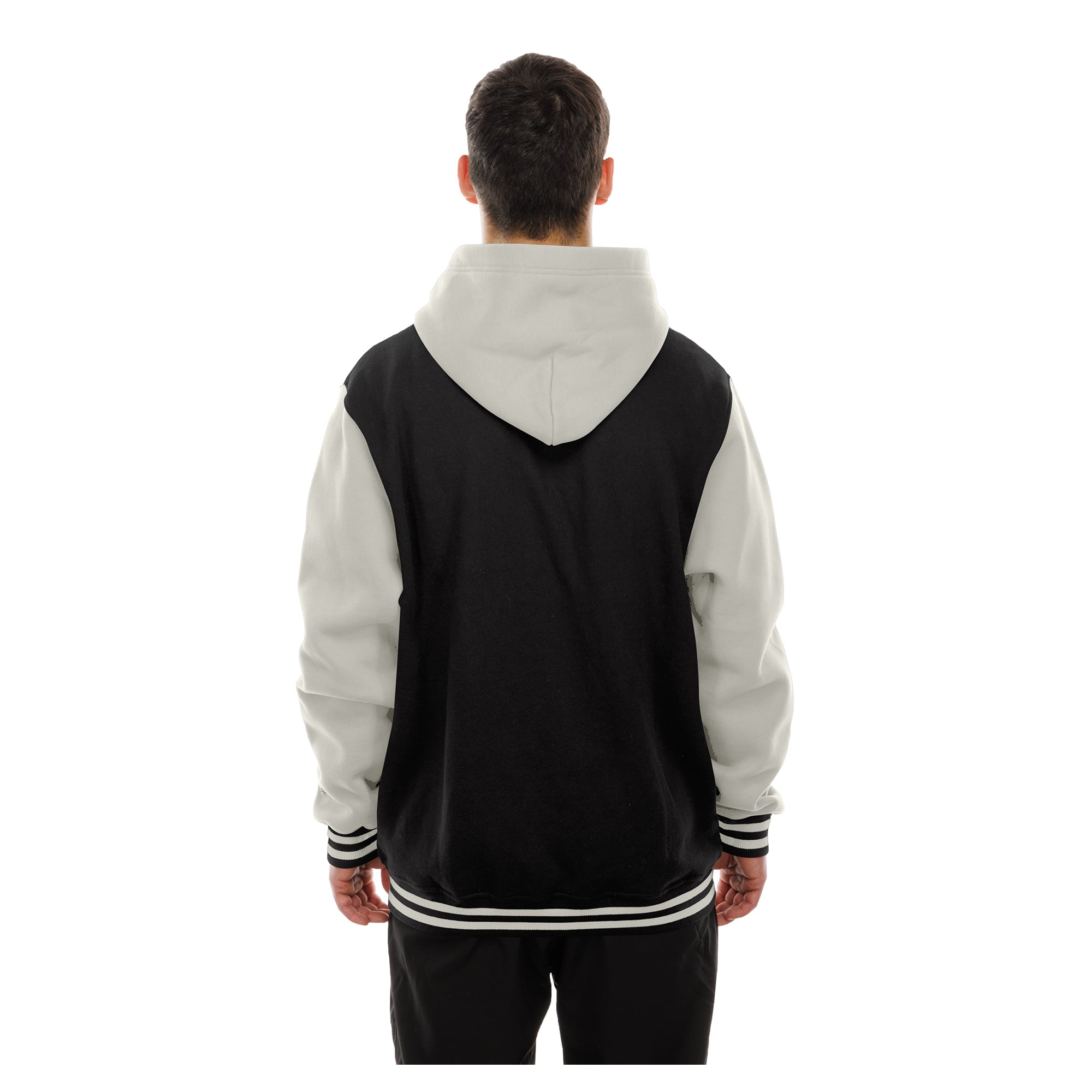 Veste universitaire à capuche New Era noire et grise des Bruins de Boston pour homme, fermeture boutons-pression.