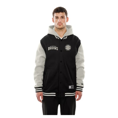  Boston Bruins New Era Full-Snap Hooded Varsity Jacket - Black/Gray