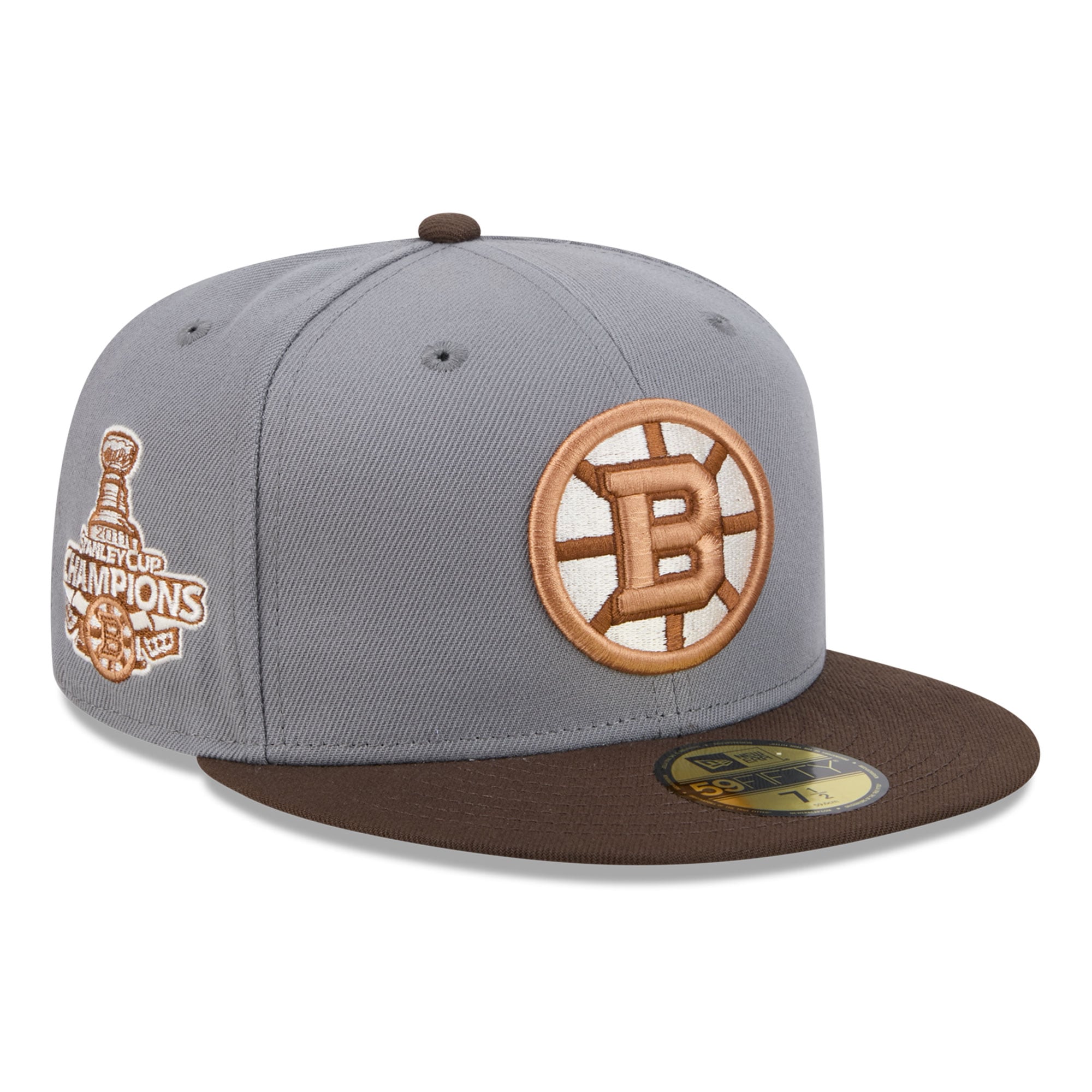 Men's New Era Charcoal/Brown Boston Bruins Wood Tones 59FIFTY Fitted Hat