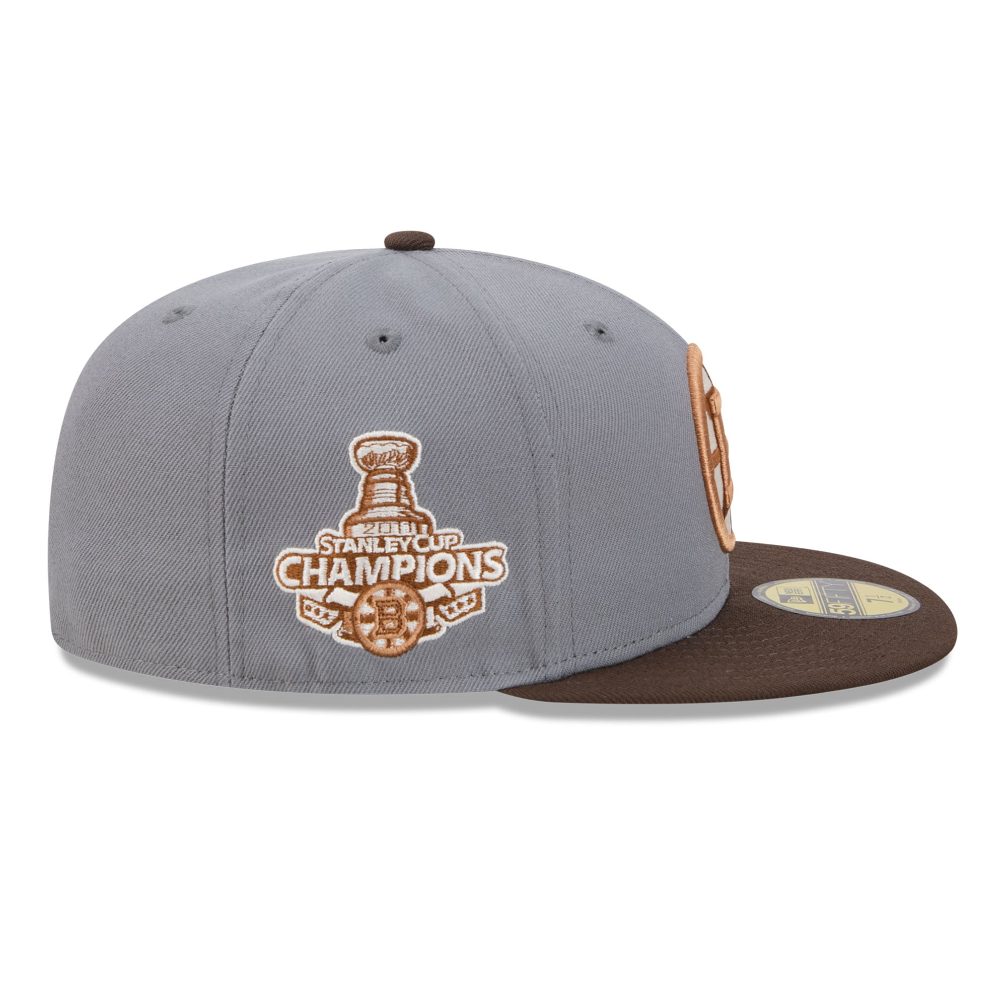 Men's New Era Charcoal/Brown Boston Bruins Wood Tones 59FIFTY Fitted Hat