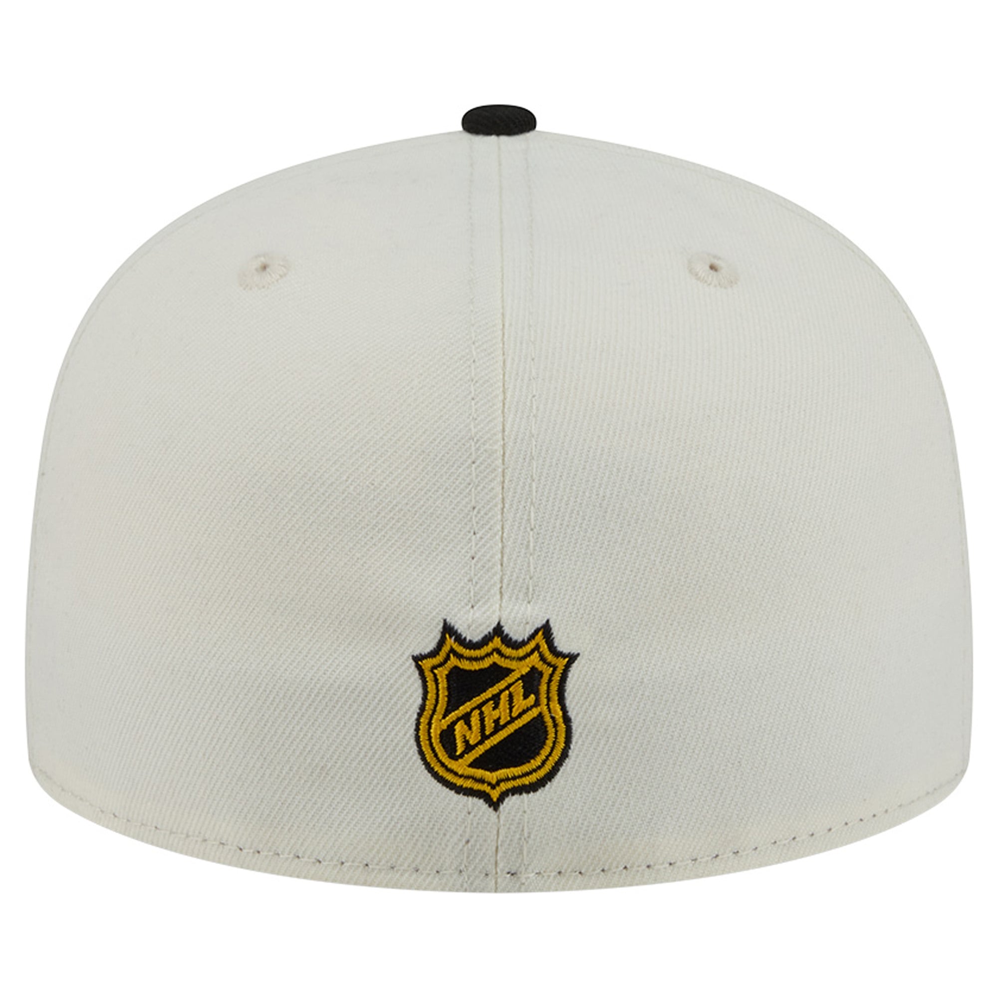 Casquette ajustée New Era 59FIFTY crème/noire pour homme, modèle Boston Bruins, avec coutures localisées