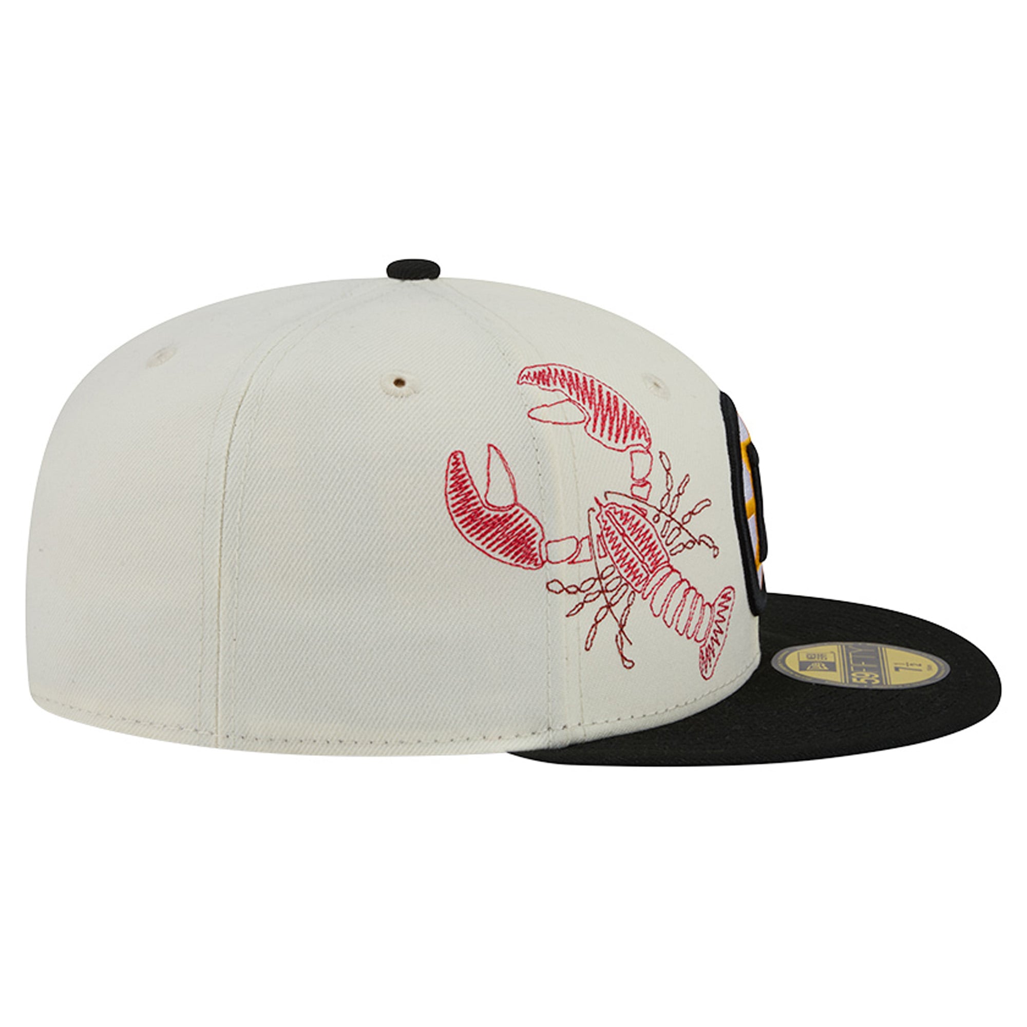 Casquette ajustée New Era 59FIFTY crème/noire pour homme, modèle Boston Bruins, avec coutures localisées