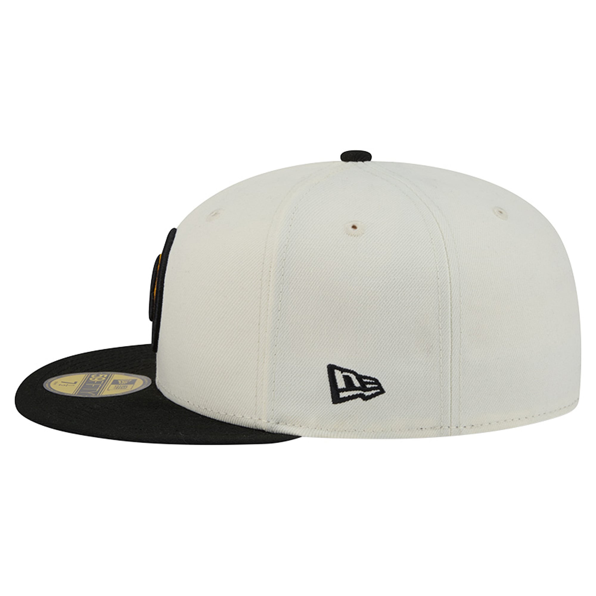 Casquette ajustée New Era 59FIFTY crème/noire pour homme, modèle Boston Bruins, avec coutures localisées