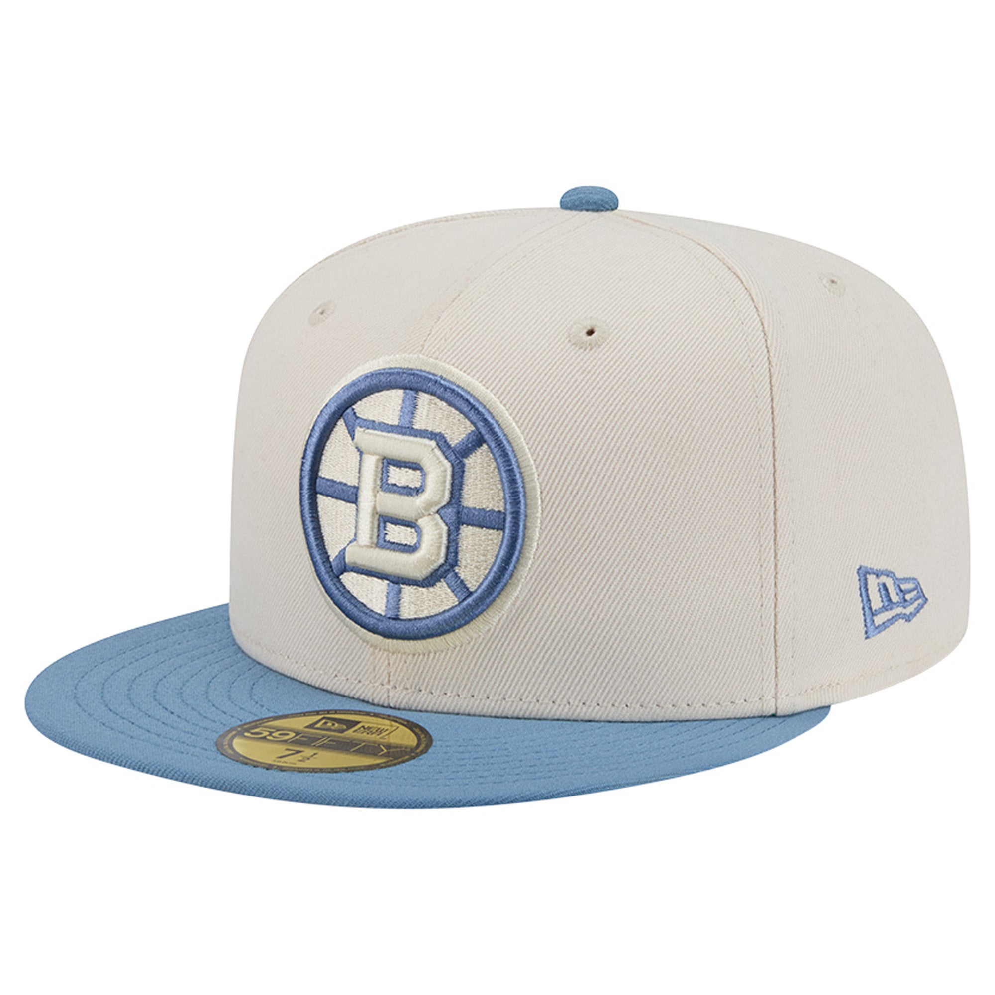 Casquette ajustée New Era 59FIFTY bicolore crème/bleue Boston Bruins pour homme
