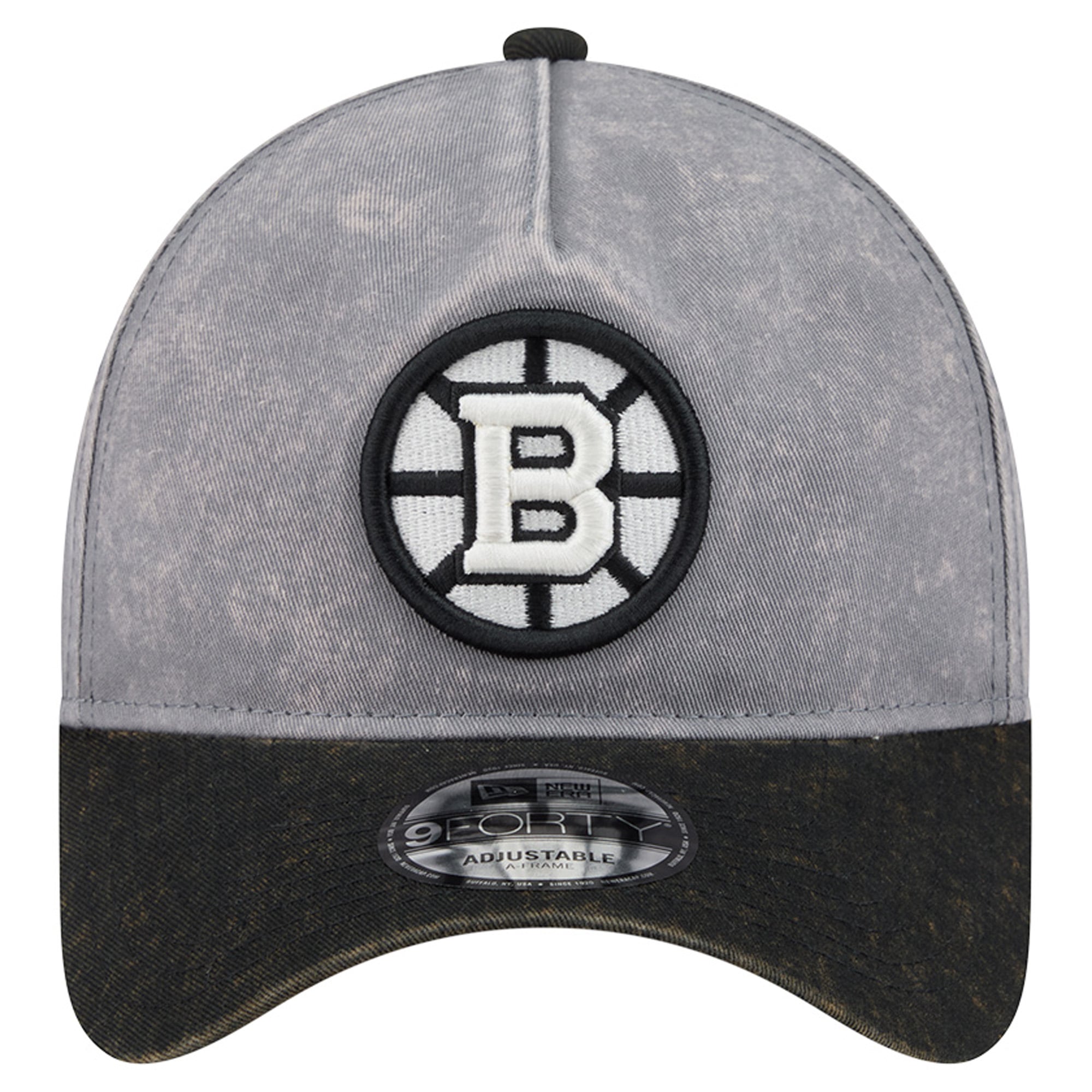 Men's New Era Gray/Black Boston Bruins Storm A-Frame 9FORTY Adjustable Hat
