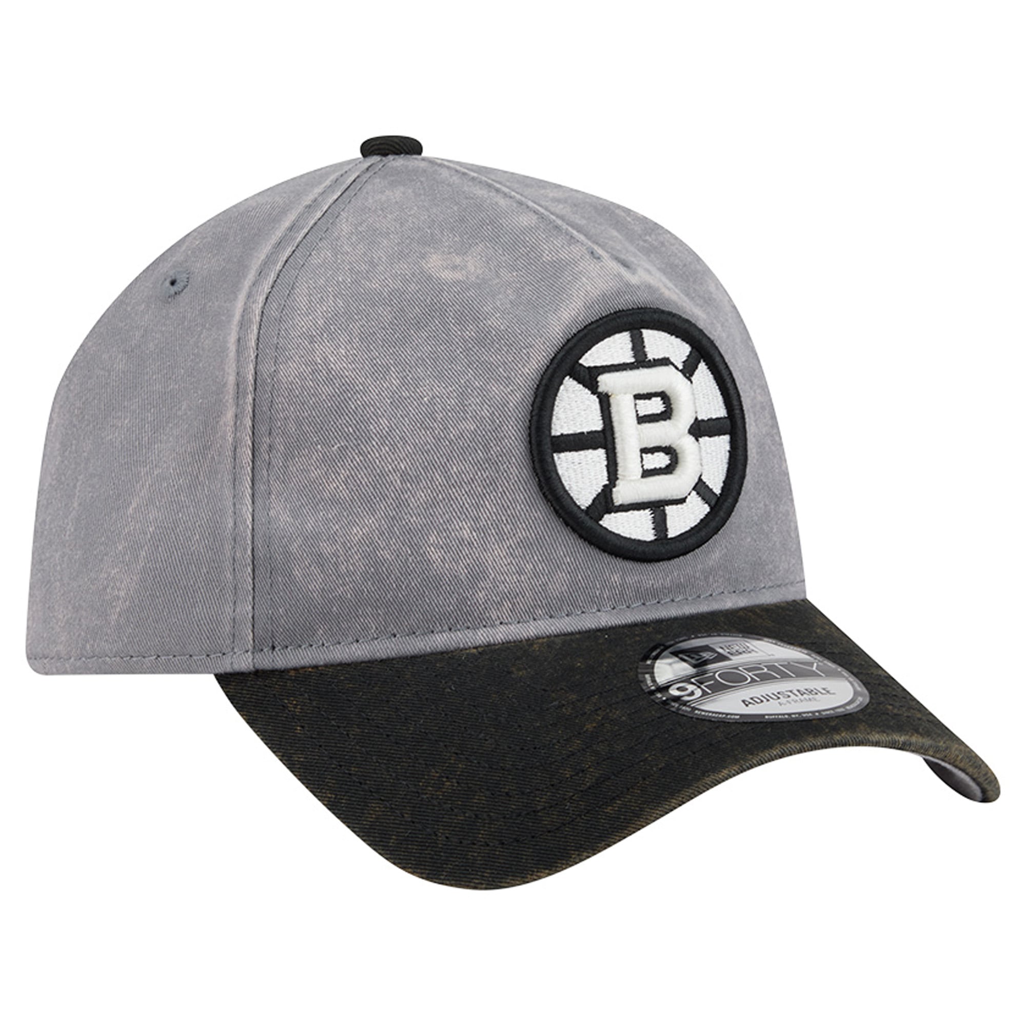 Men's New Era Gray/Black Boston Bruins Storm A-Frame 9FORTY Adjustable Hat