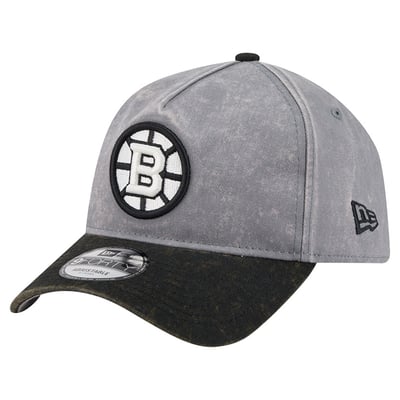 Boston Bruins New Era Storm A-Frame 9FORTY Adjustable Hat - Gray/Black