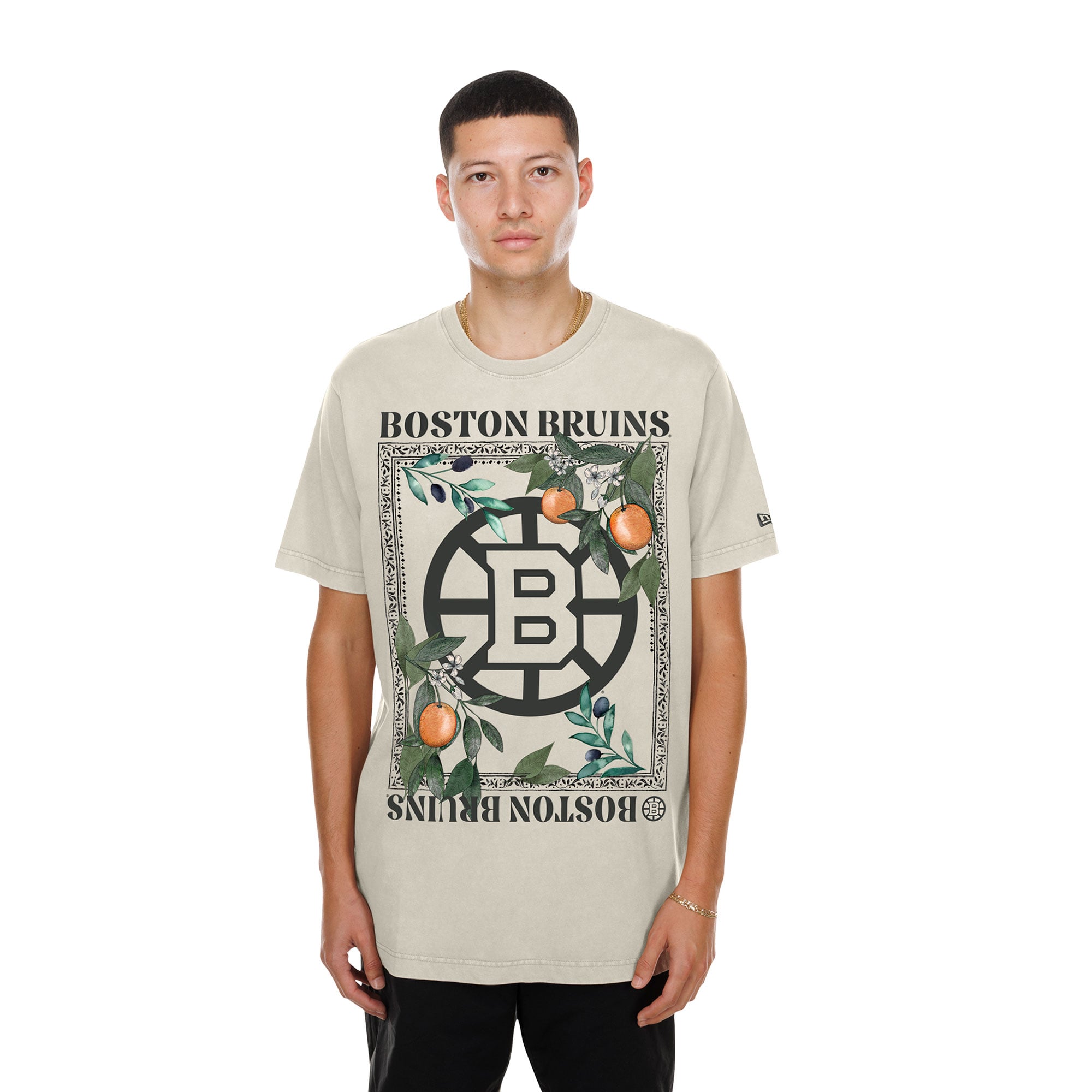 Men's New Era Sand Boston Bruins Floral T-Shirt