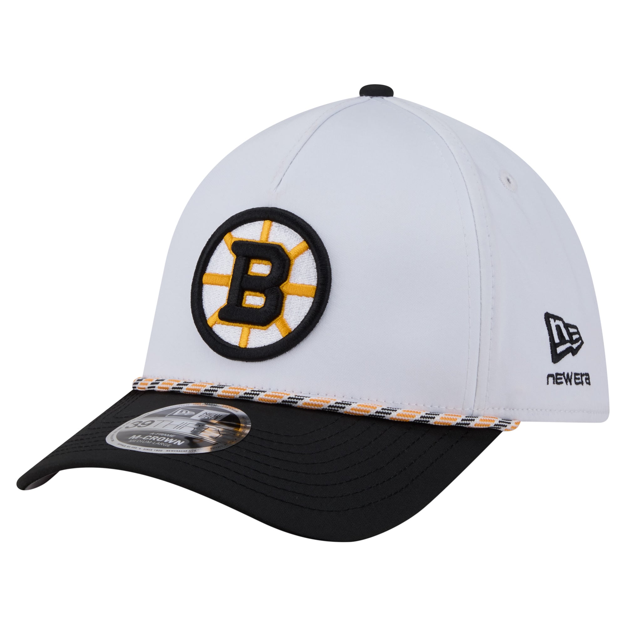 Men's New Era White/Black Boston Bruins 2-Tone Featherweight 39THIRTY A-Frame M-Crown Flex Hat