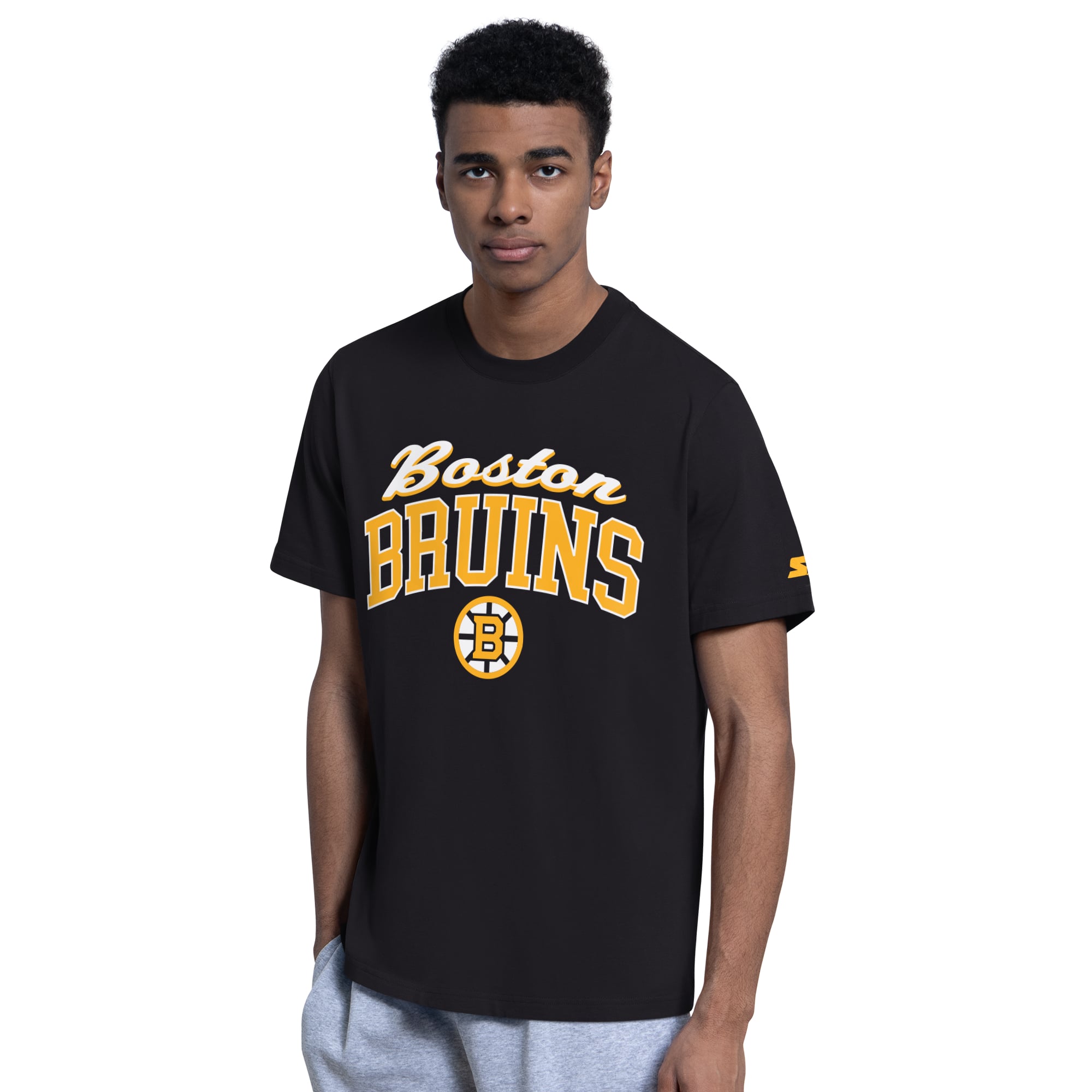 Ensemble sweat à capuche et t-shirt noir Starter pour homme avec logo des Bruins de Boston