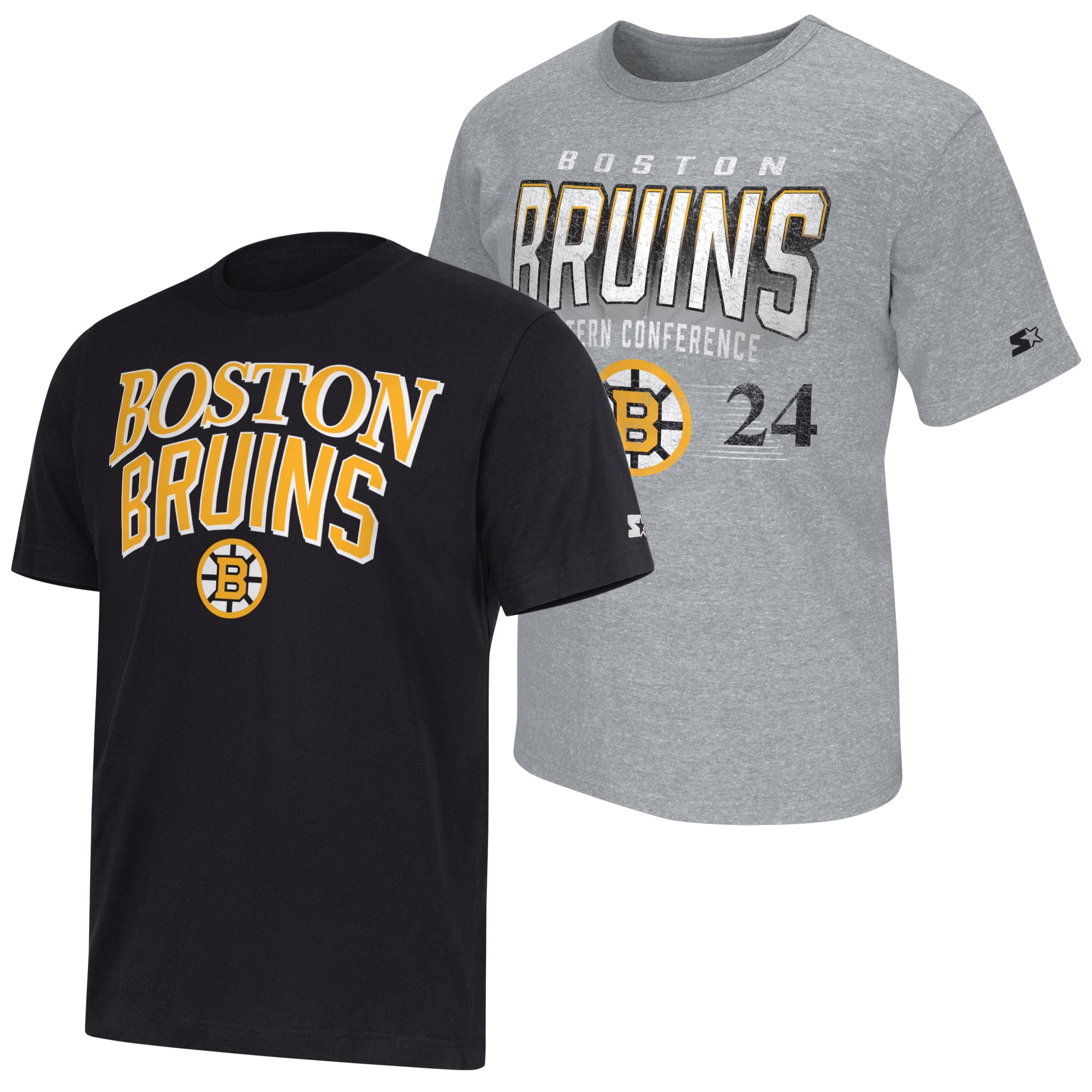 Ensemble de deux t-shirts pour hommes Starter noir/gris chiné Boston Bruins