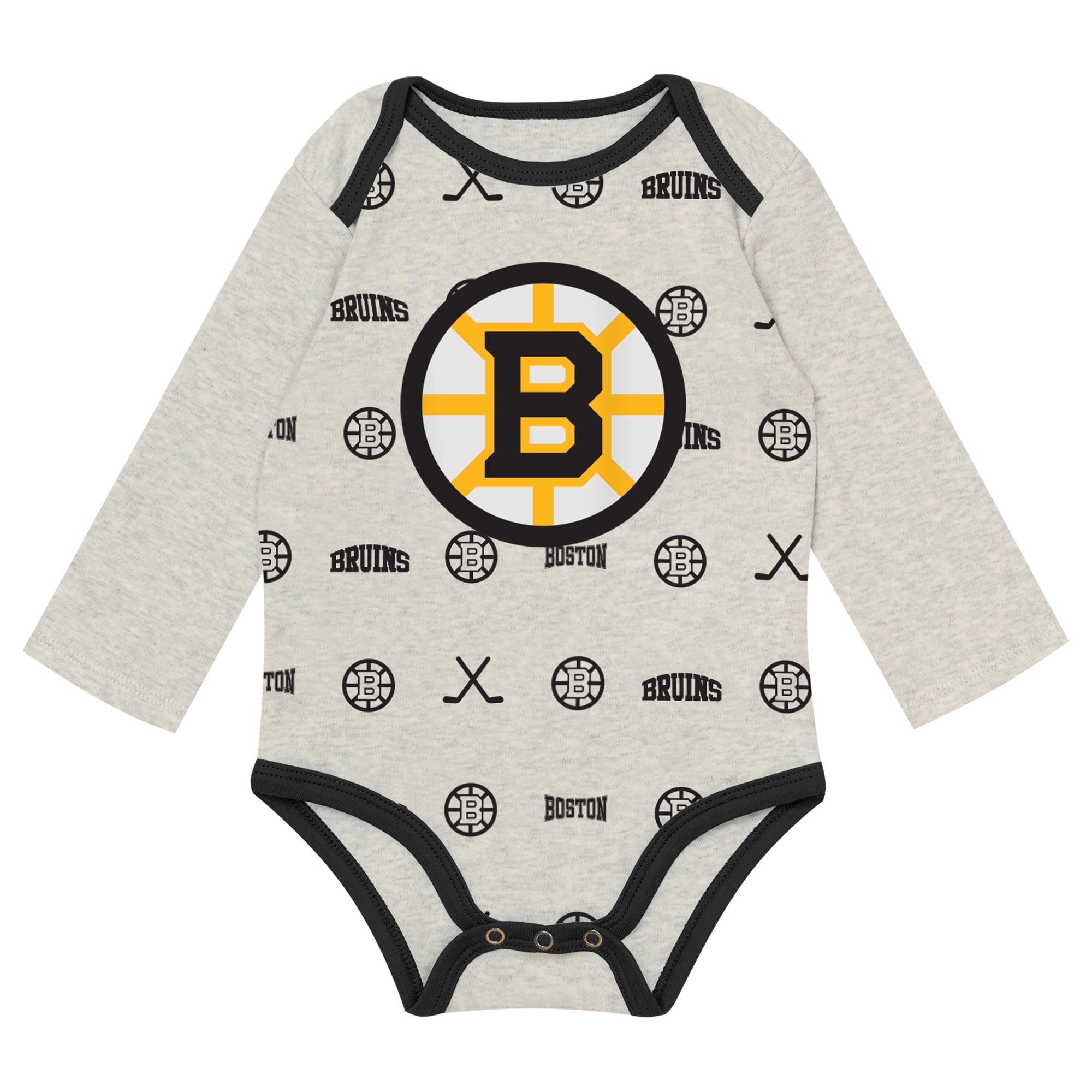 Newborn Outerstuff  Heathered Bone Boston Bruins Huddles and Giggles Three-Piece Set