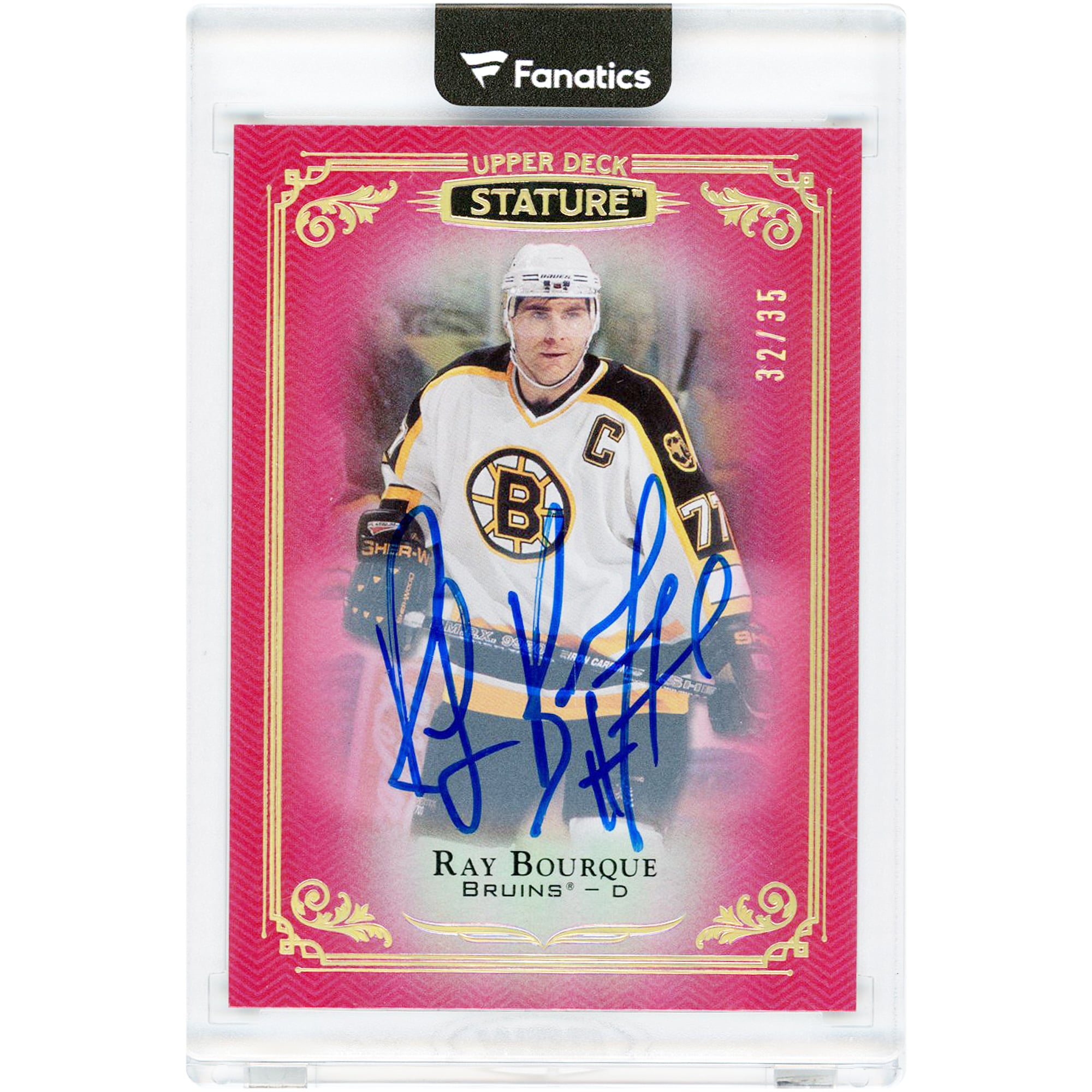 Carte autographiée de Ray Bourque (Bruins de Boston) 2019-20 Upper Deck Stature Red n° 89 n° 32/35