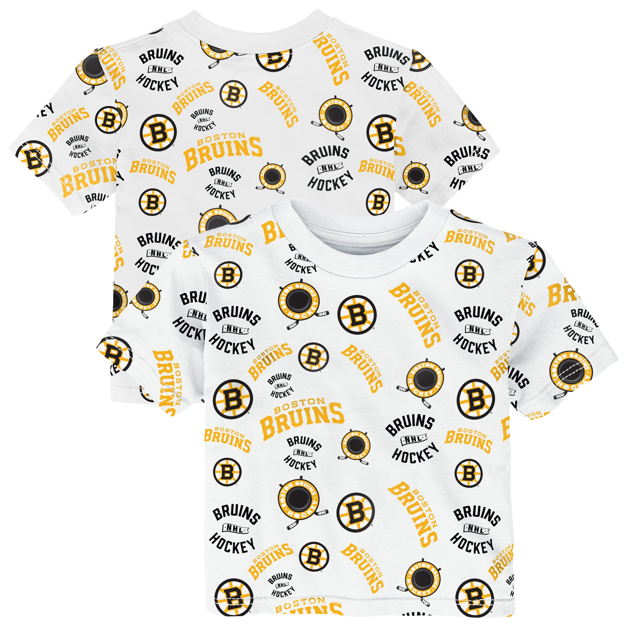 Toddler Outerstuff White Boston Bruins Run Down Allover Print T-Shirt