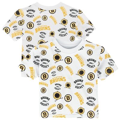 Boston Bruins Outerstuff Toddler Run Down Allover Print T-Shirt - White