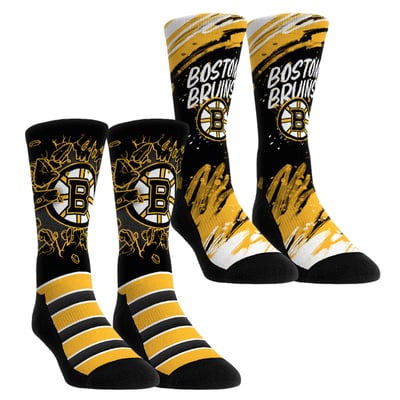  Boston Bruins Rock Em Unisex Ice Breaker Two-Pack Crew Socks Set - Yellow