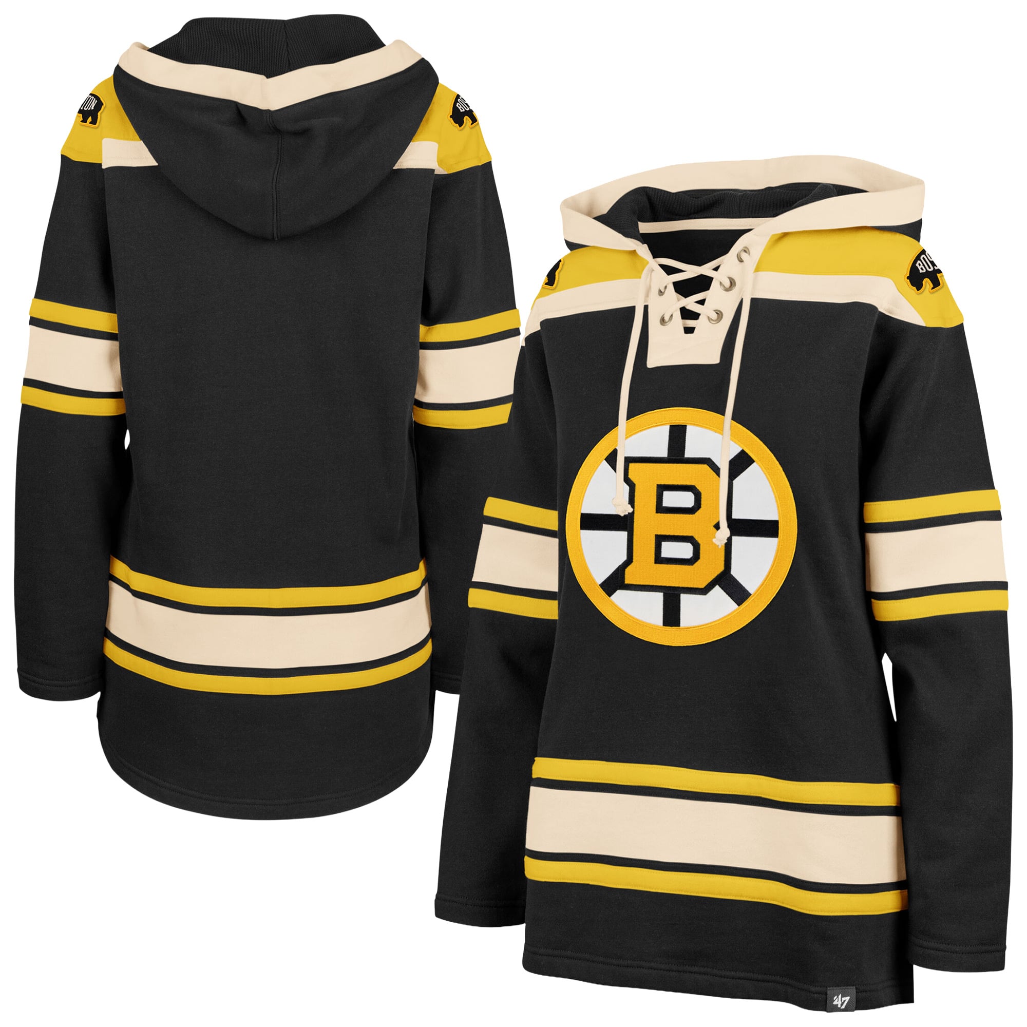 Sweat à capuche lacets Superior Lacer noir Boston Bruins '47 pour femme