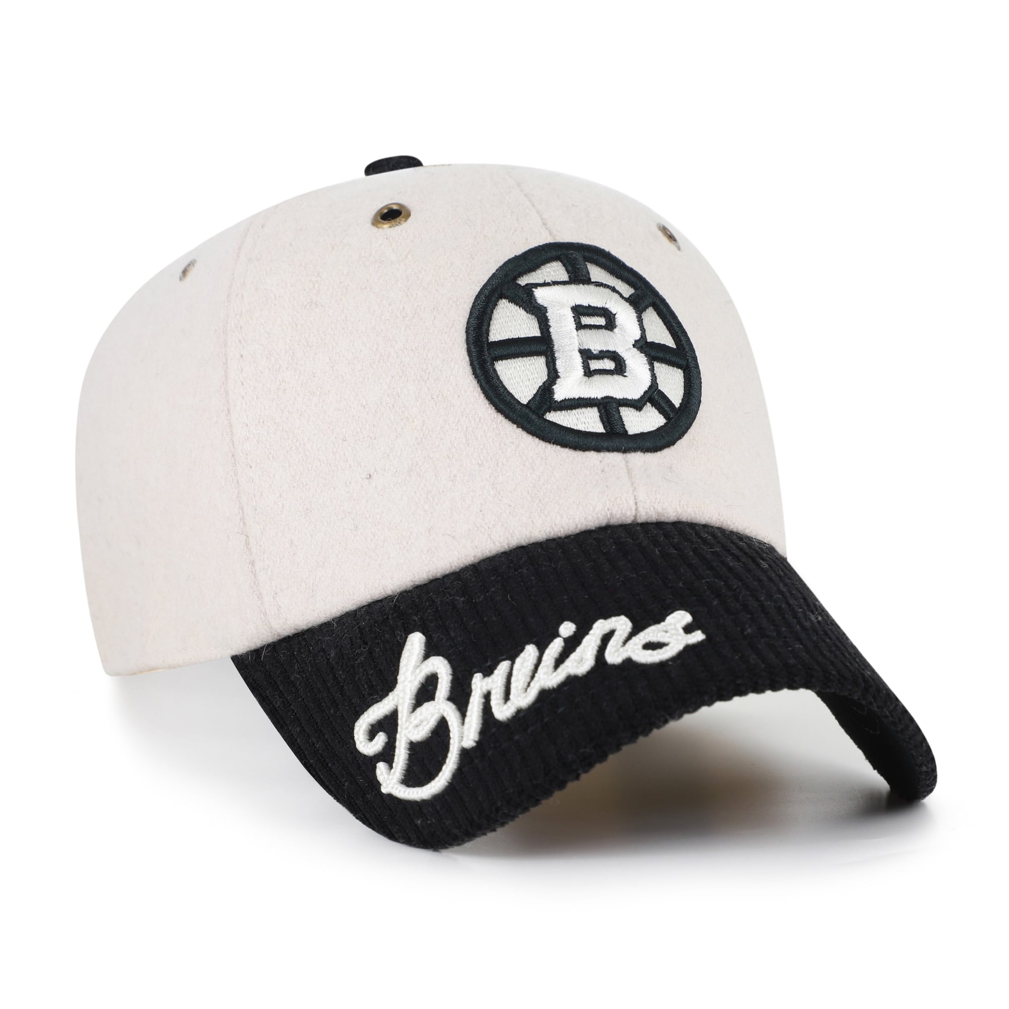 Women's '47 Cream/Black Boston Bruins Rope Script Clean Up Adjustable Hat
