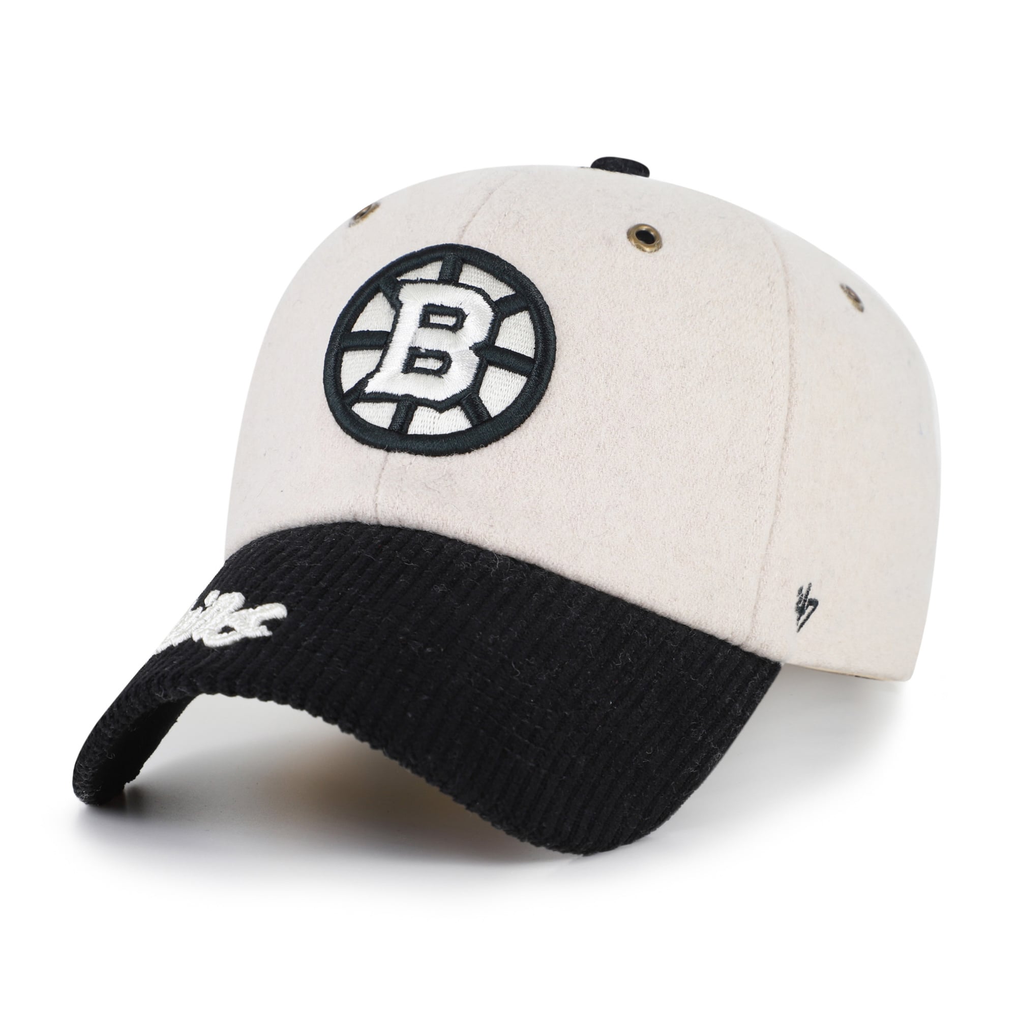 Women's '47 Cream/Black Boston Bruins Rope Script Clean Up Adjustable Hat