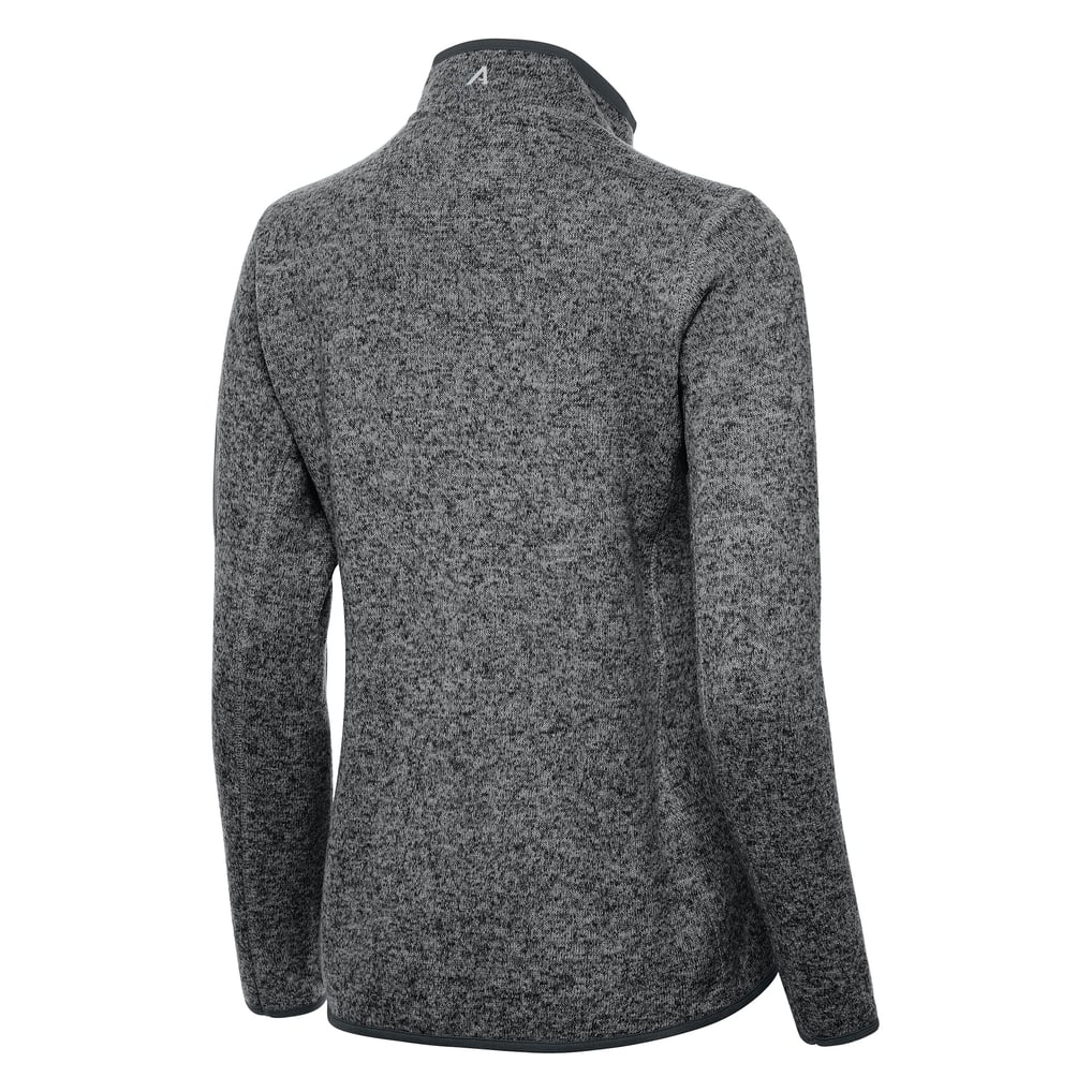 Women's Boston Bruins Antigua Heather Black Fortune Half-Zip Pullover