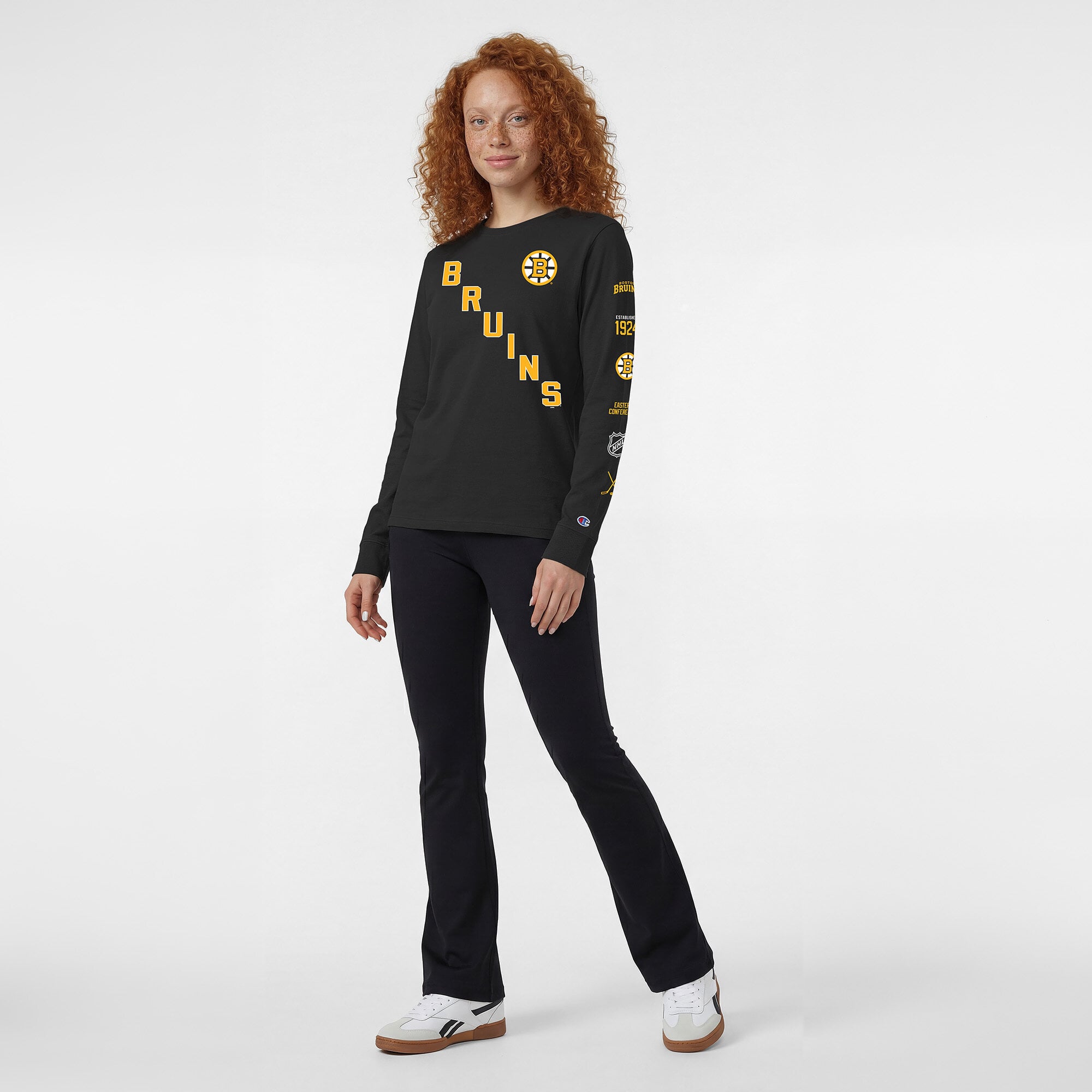 T-shirt à manches longues noir Champion Boston Bruins pour femmes